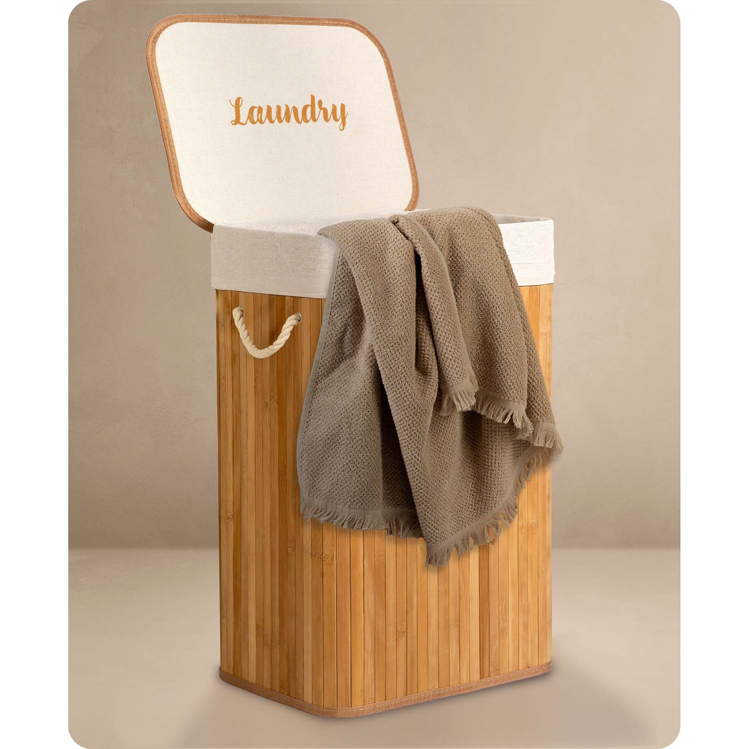 Bambusest pesukorv kaanega 72 l Massido - Image 2