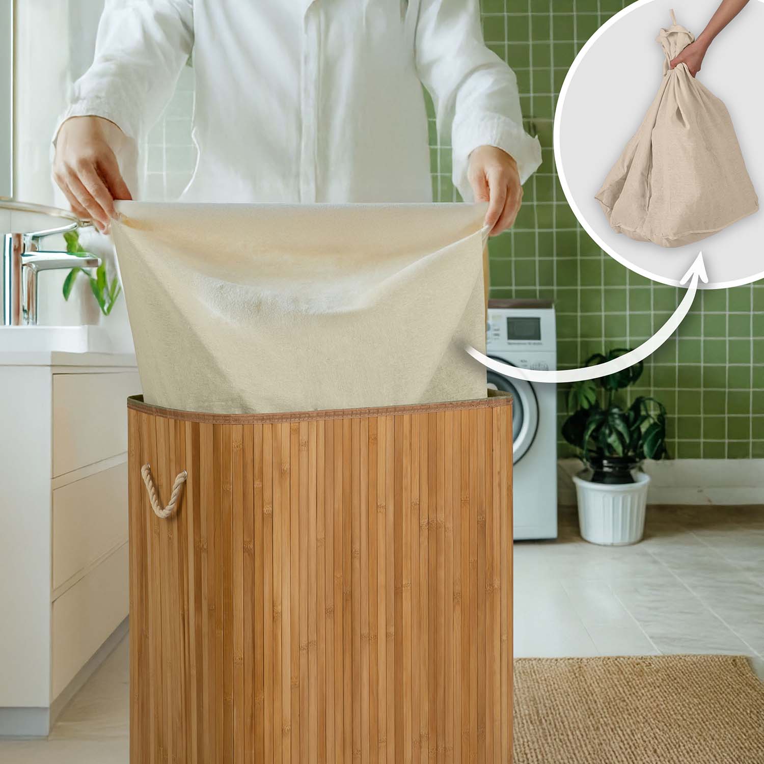 Bambusest pesukorv kaanega 72 l Massido - Image 10