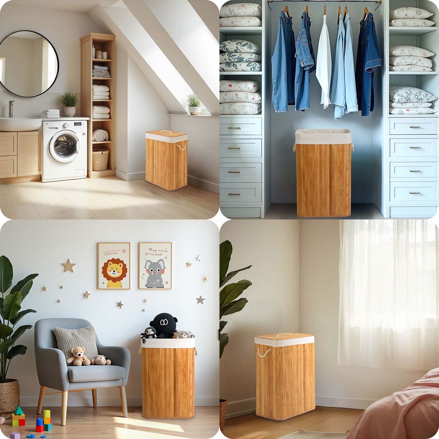 Bambusest pesukorv kaanega 72 l Massido - Image 12