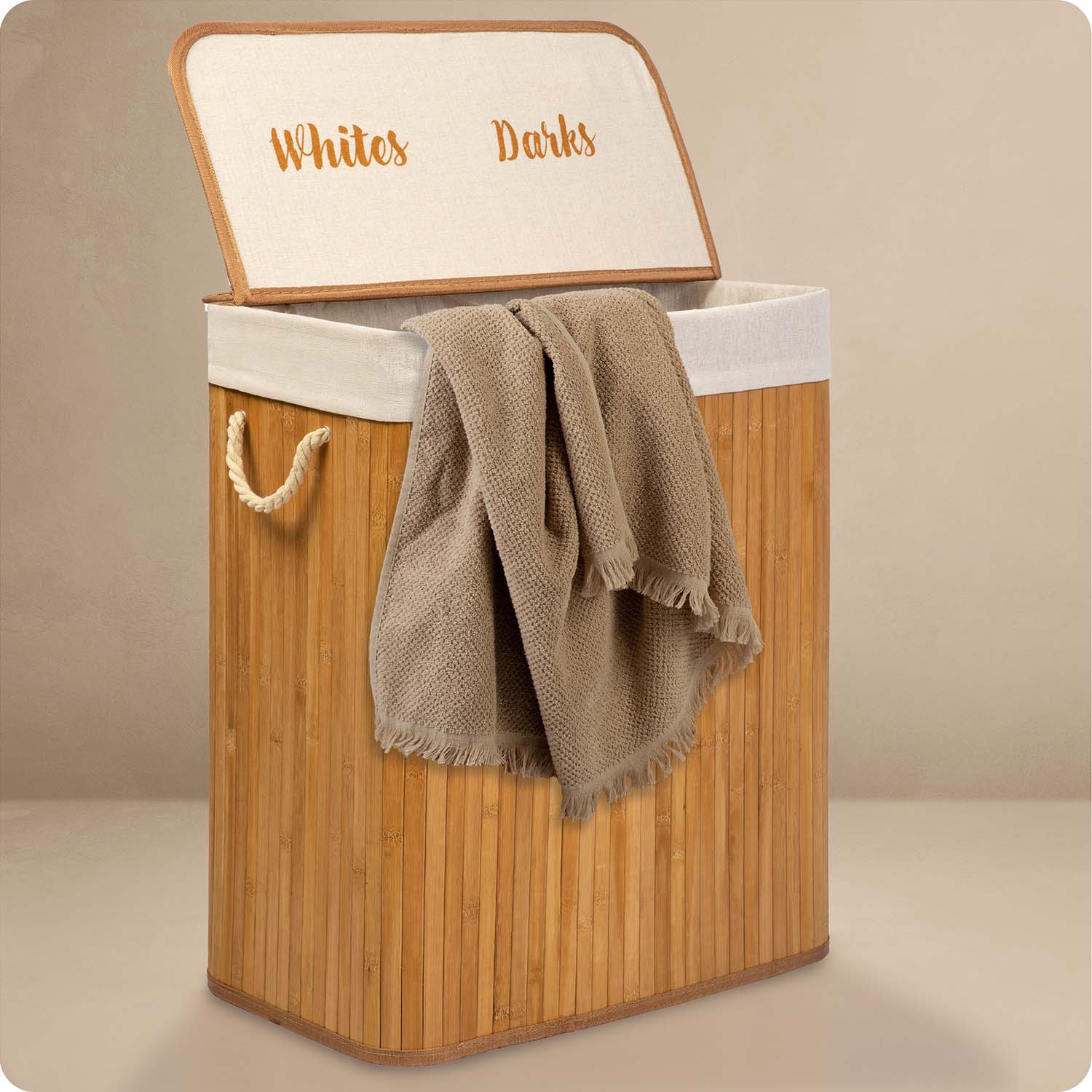 Bambusest pesukorv kaanega 100 l Massido - Image 5