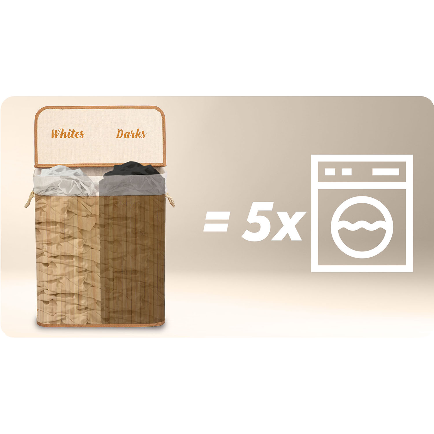 Bambusest pesukorv kaanega 100 l Massido - Image 7