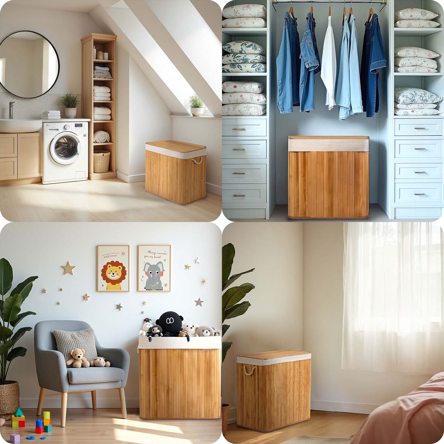 Bambusest pesukorv kaanega 100 l Massido - Image 12