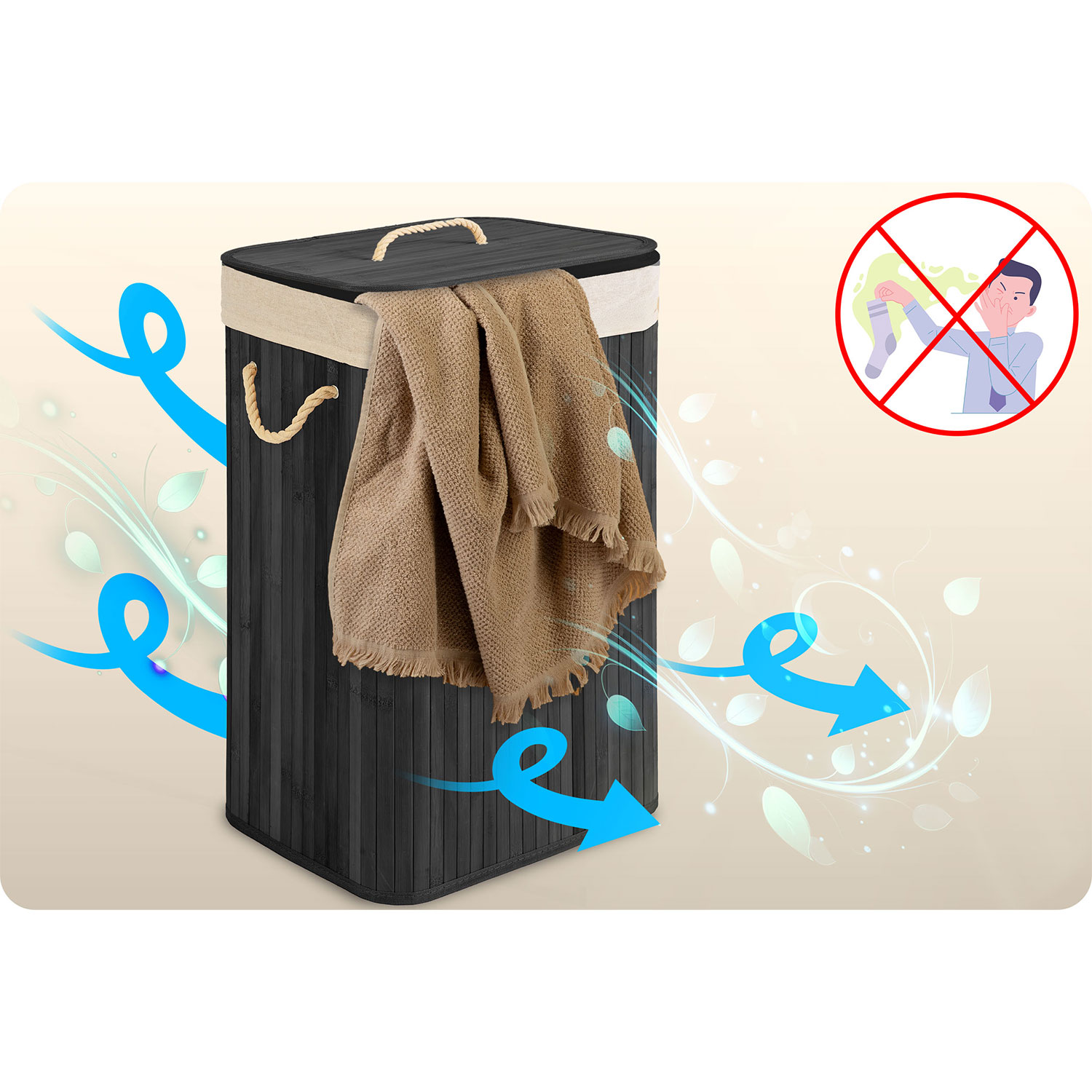 Bambusest pesukorv kaanega 72 l Massido - Image 12