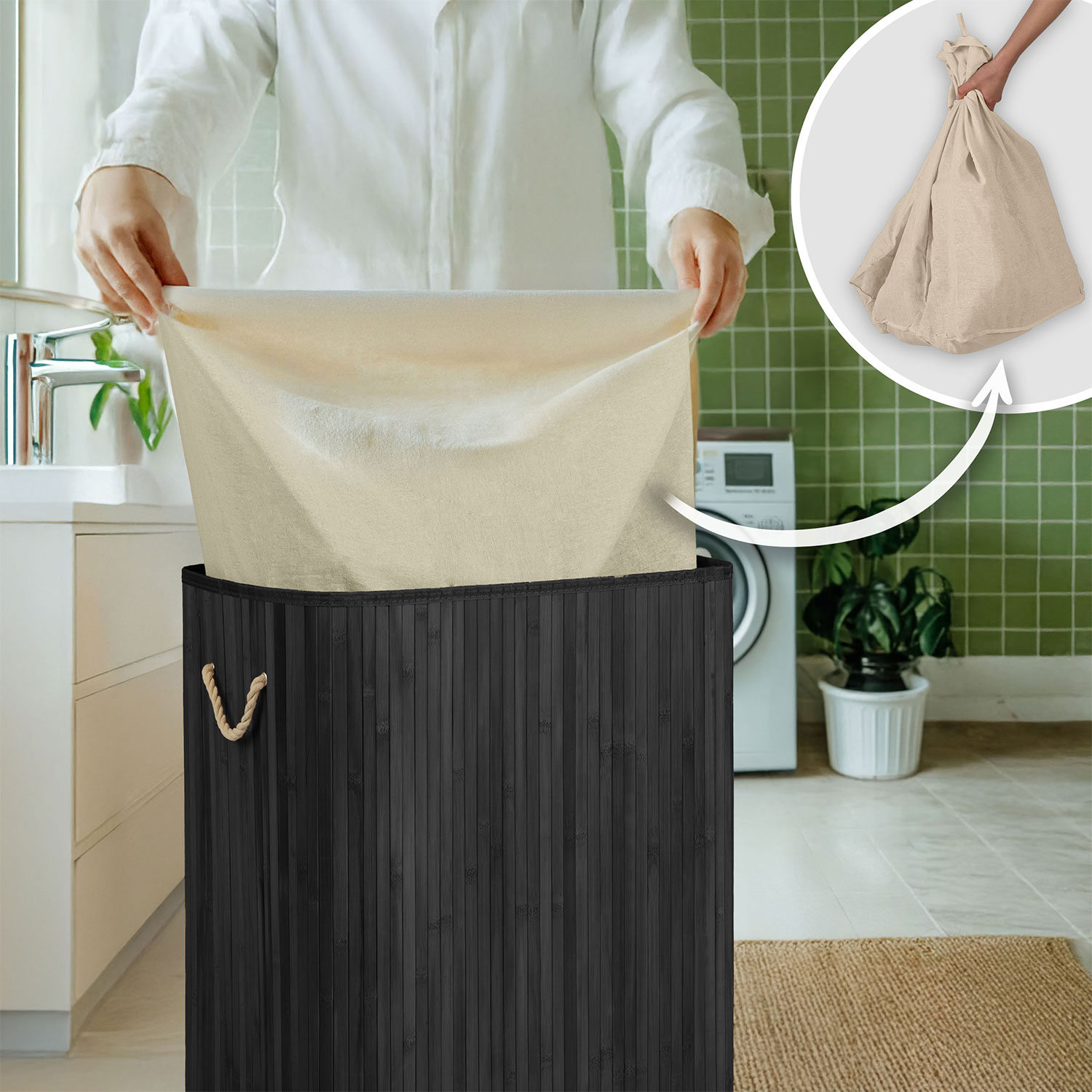 Bambusest pesukorv kaanega 72 l Massido - Image 9