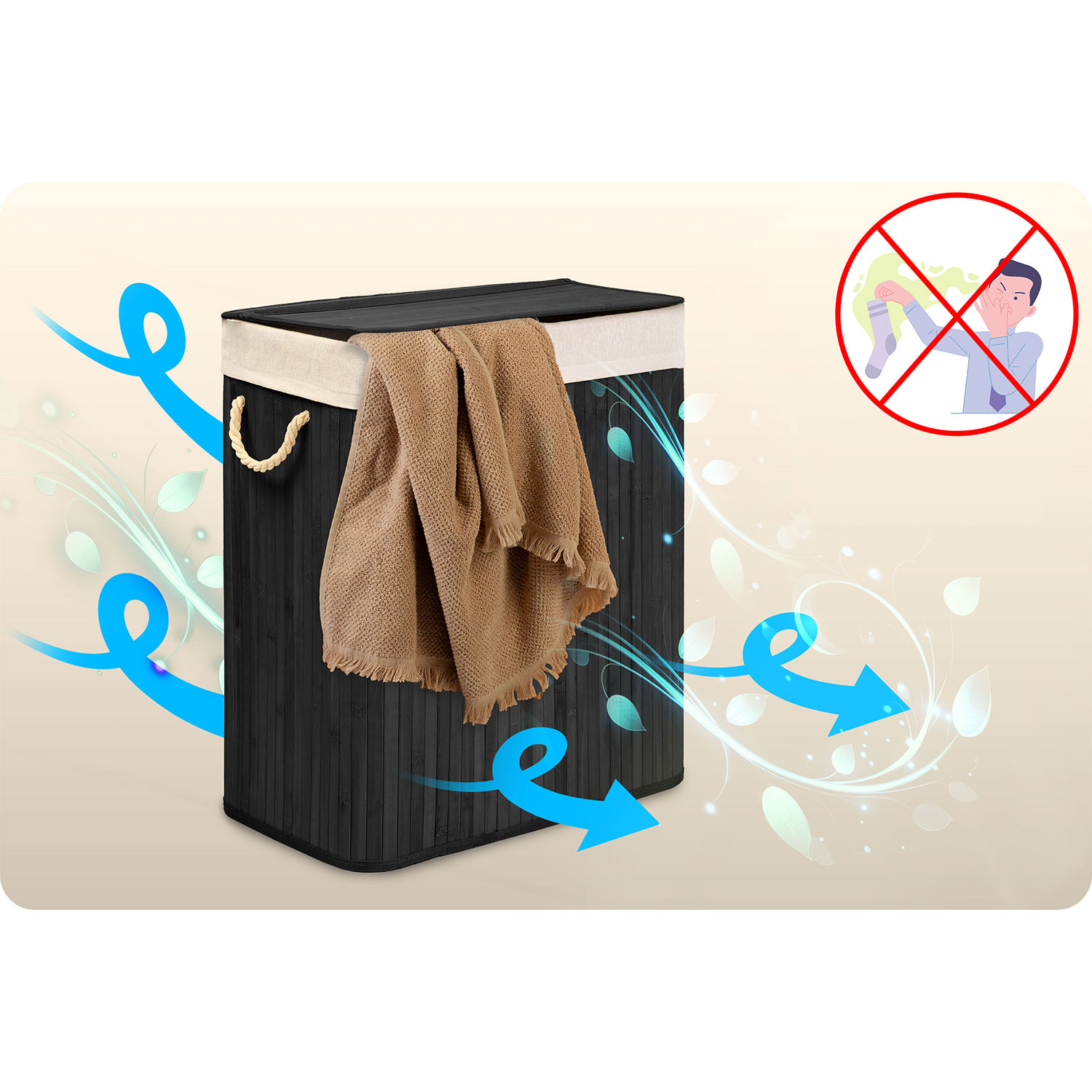 Bambusest pesukorv kaanega 100 l Massido - Image 12