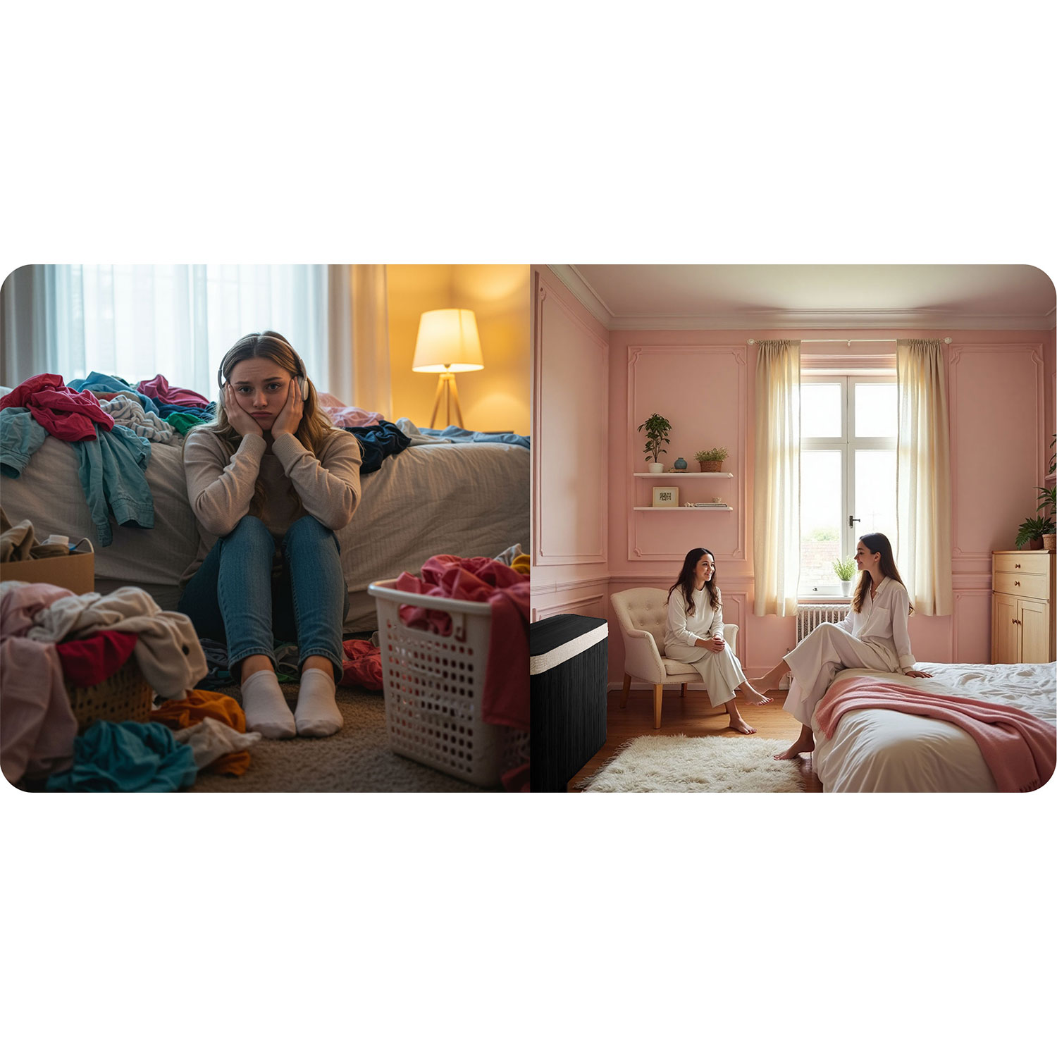 Bambusest pesukorv kaanega 100 l Massido - Image 8