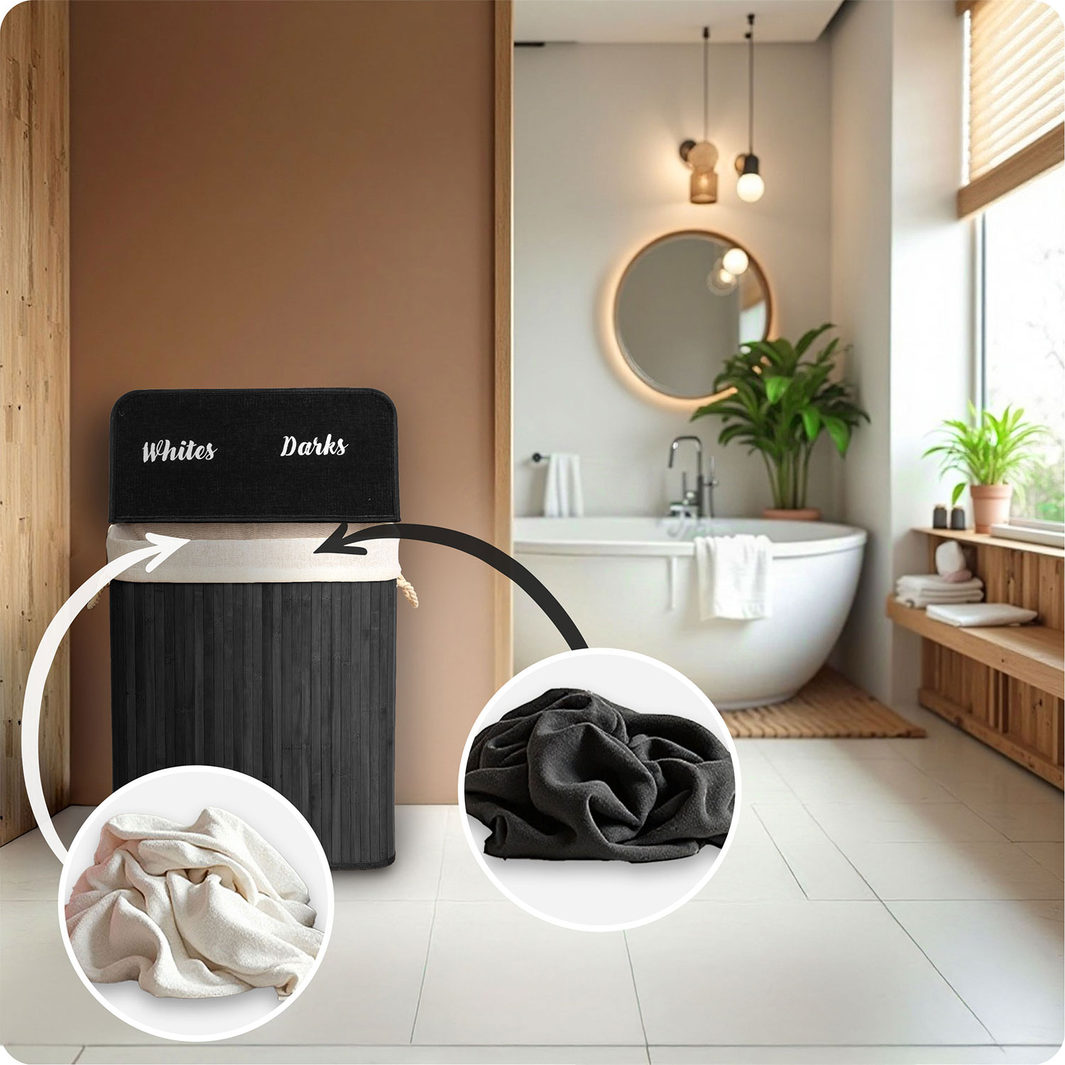 Bambusest pesukorv kaanega 100 l Massido - Image 10