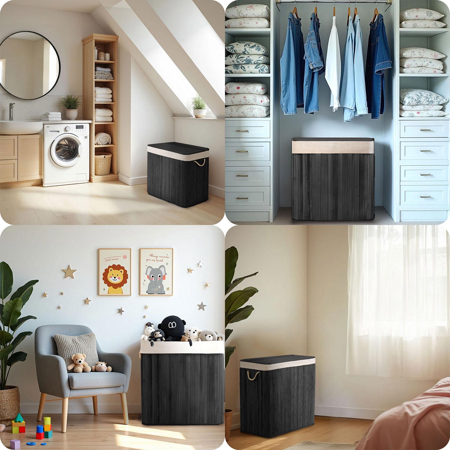 Bambusest pesukorv kaanega 100 l Massido - Image 11