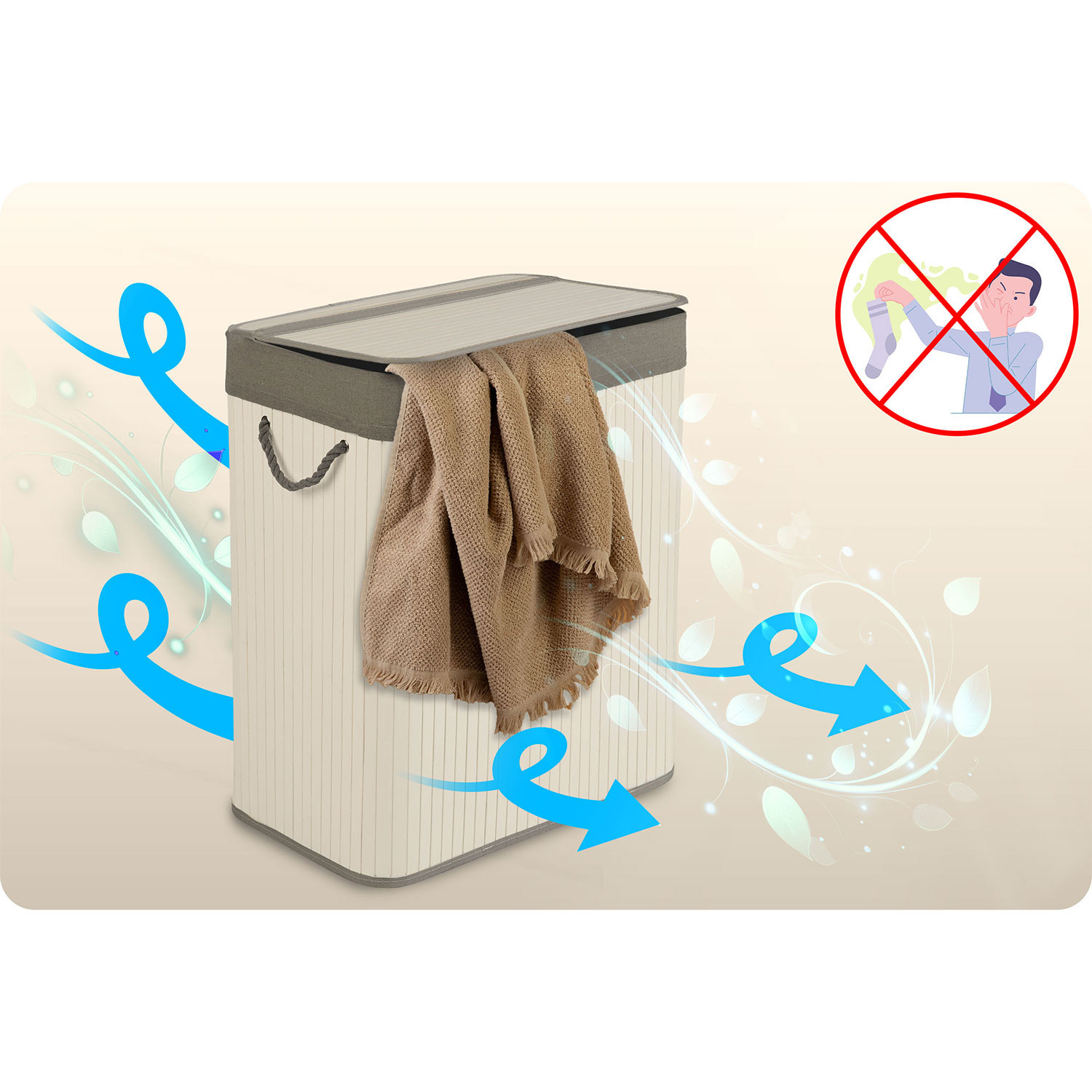 Bambusest pesukorv kaanega 100 l Massido - Image 12