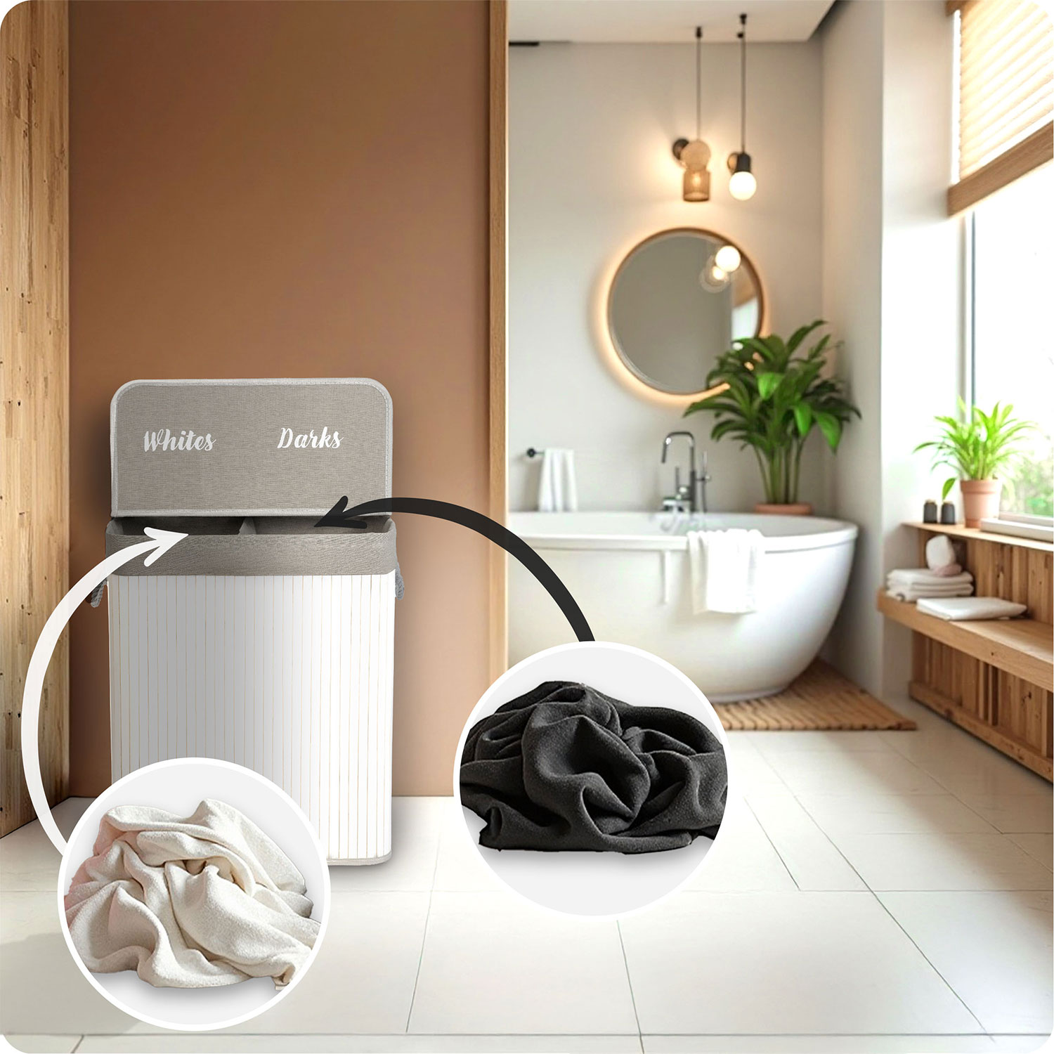 Bambusest pesukorv kaanega 100 l Massido - Image 10