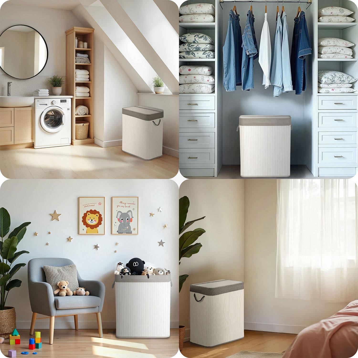 Bambusest pesukorv kaanega 100 l Massido - Image 11