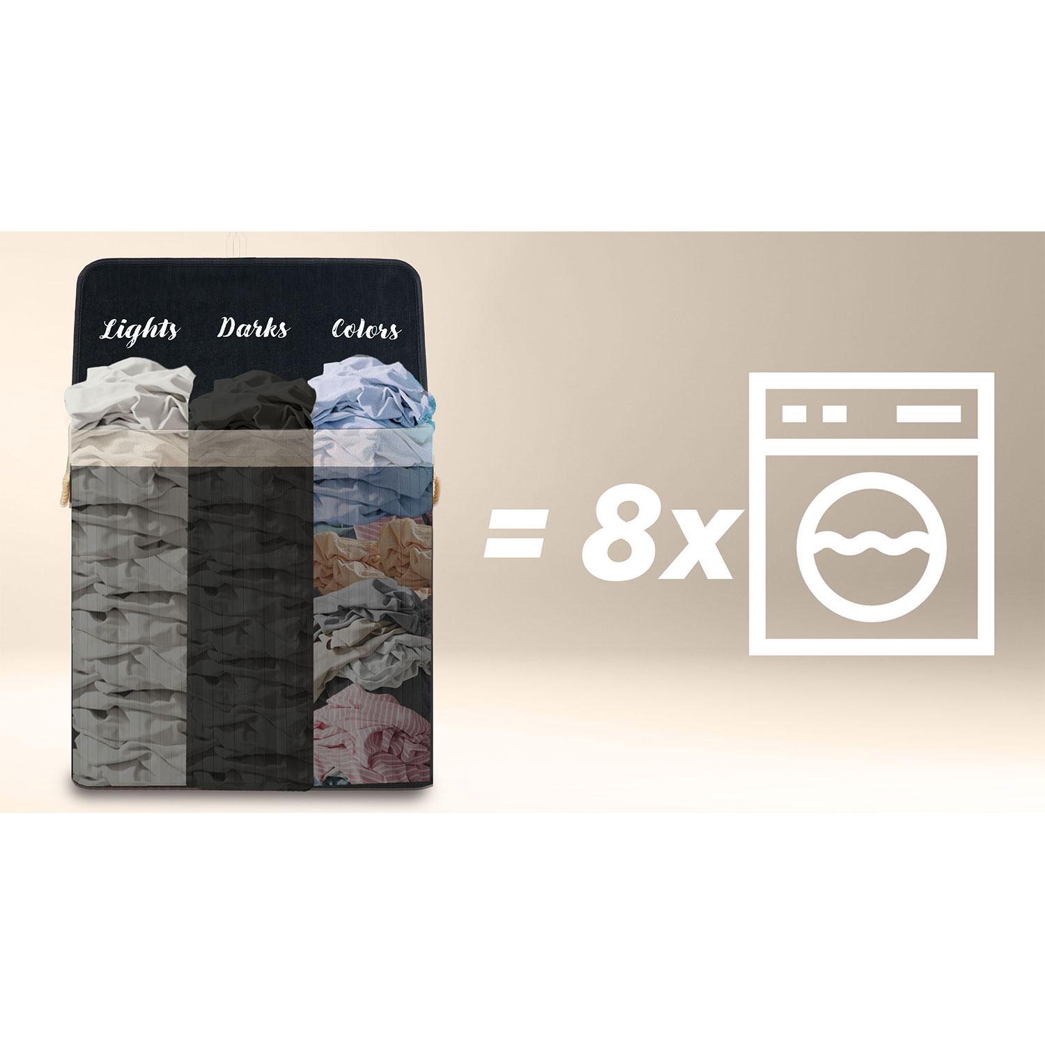 Bambusest pesukorv kaanega 150 l Massido - Image 6