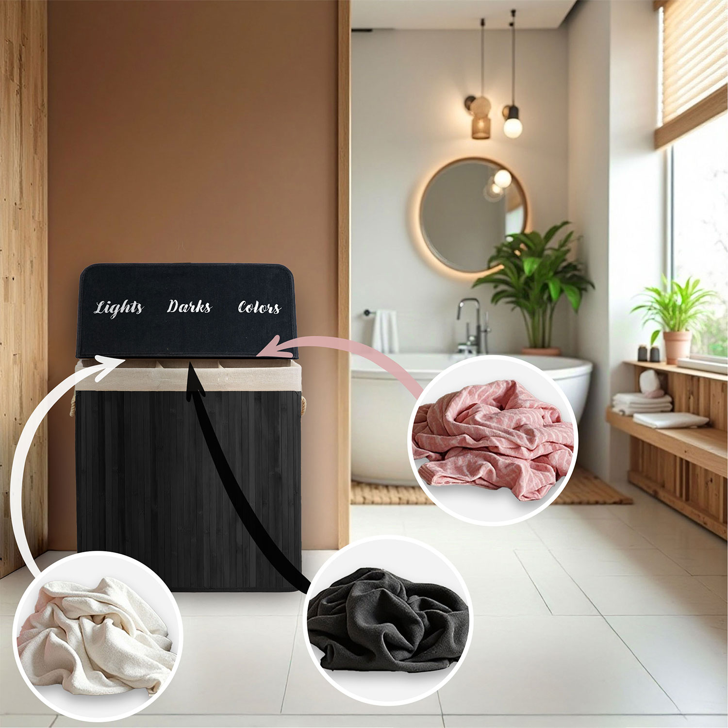 Bambusest pesukorv kaanega 150 l Massido - Image 10