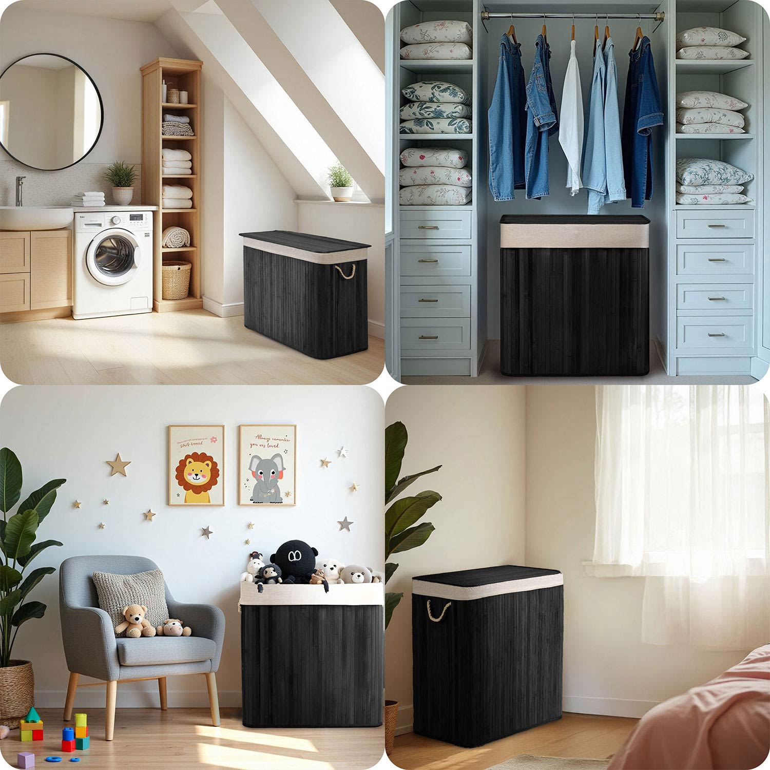 Bambusest pesukorv kaanega 150 l Massido - Image 11