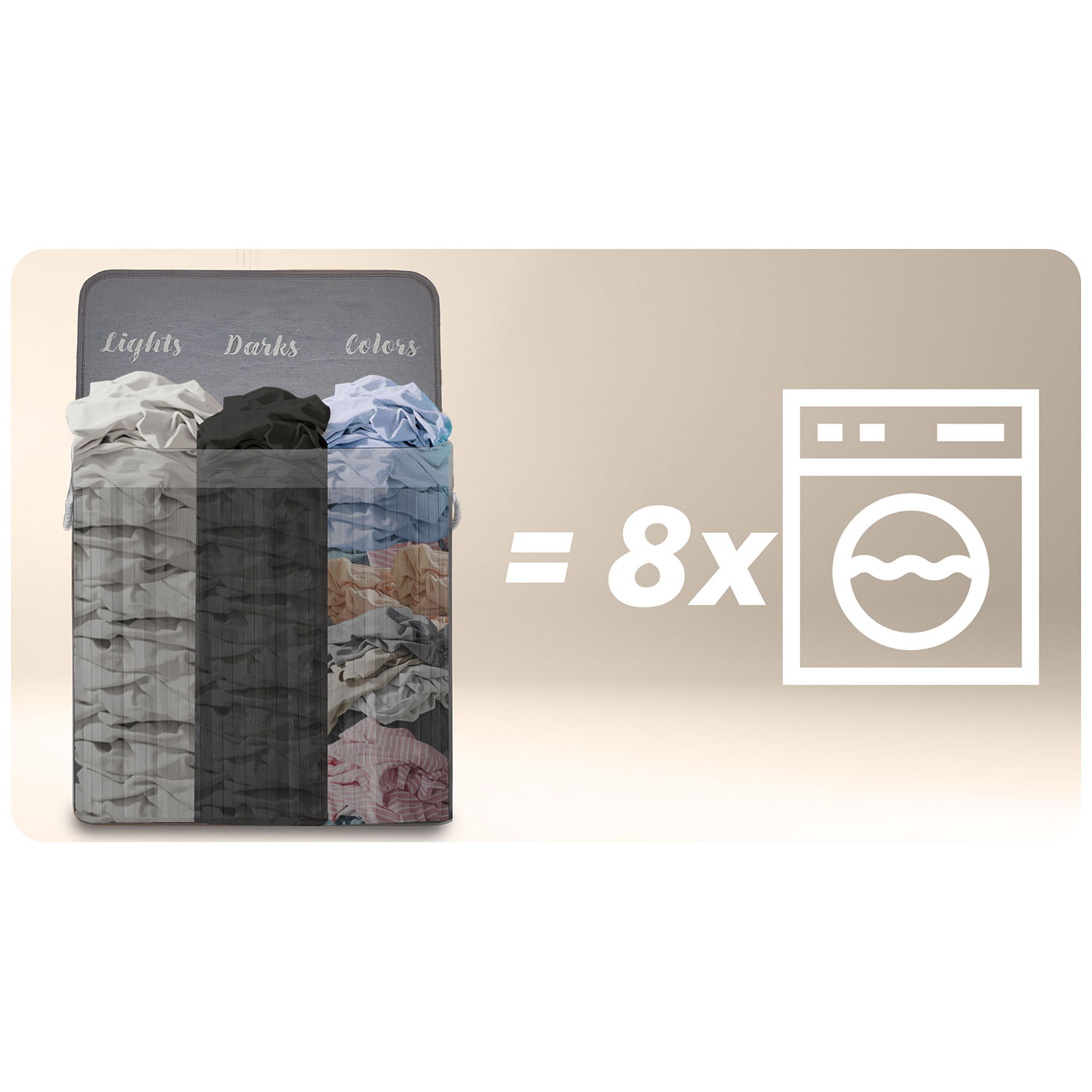 Bambusest pesukorv kaanega 150 l Massido - Image 5