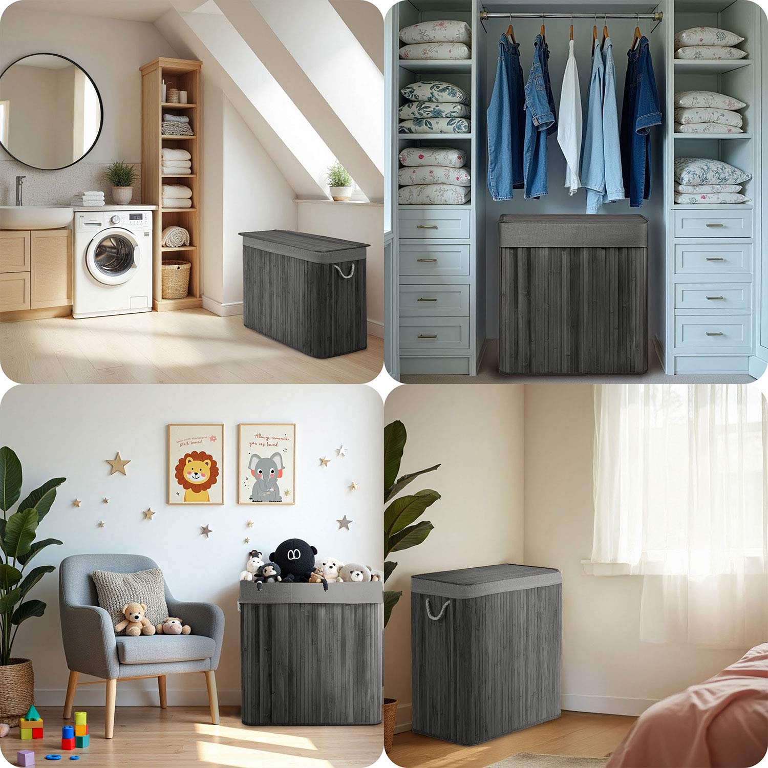 Bambusest pesukorv kaanega 150 l Massido - Image 11