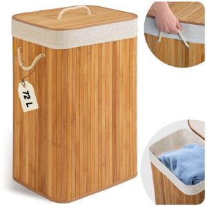 Bambusest pesukorv kaanega 72 l Massido