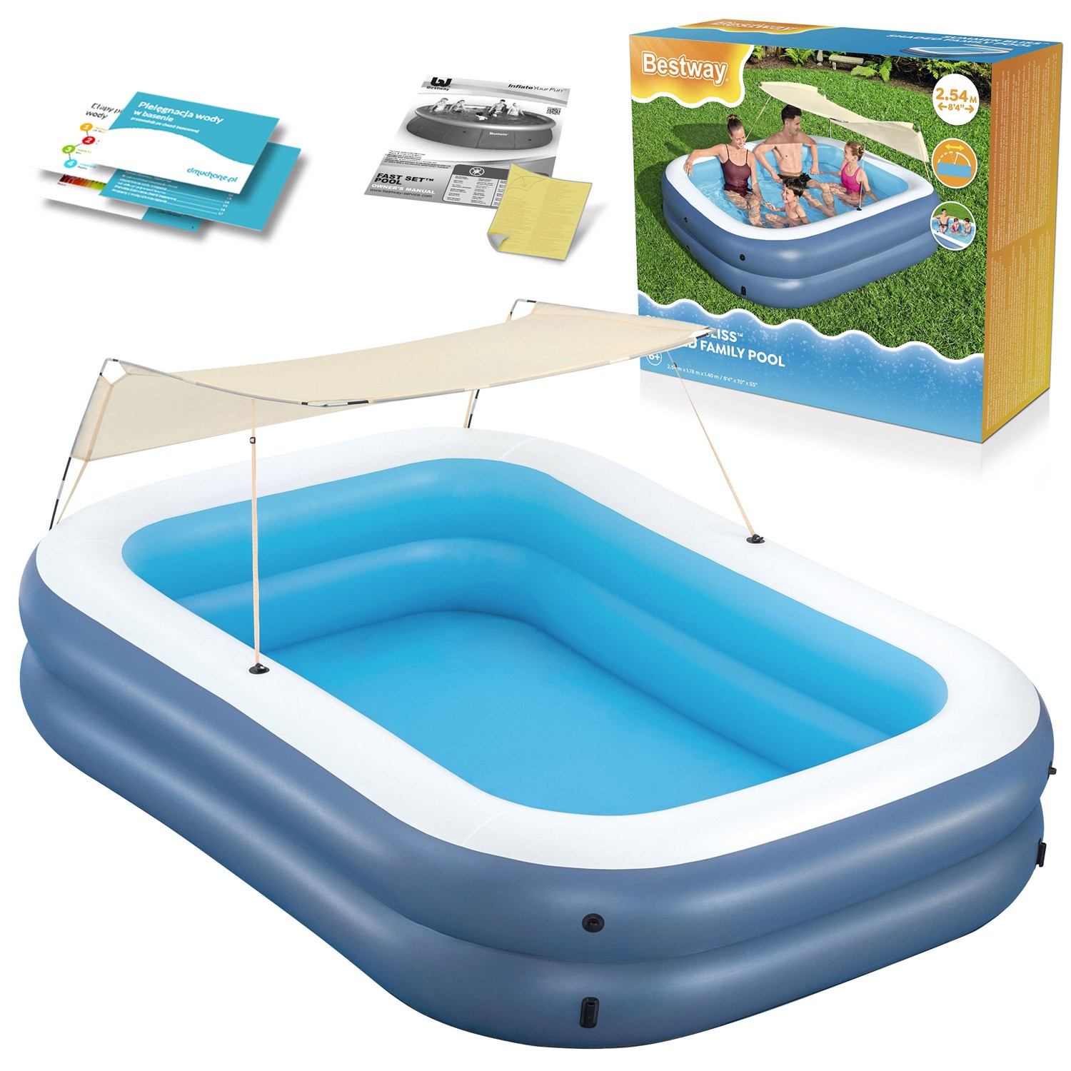 Täispuhutav perebassein katusega 254 x 174 x 140 cm Bestway 54449