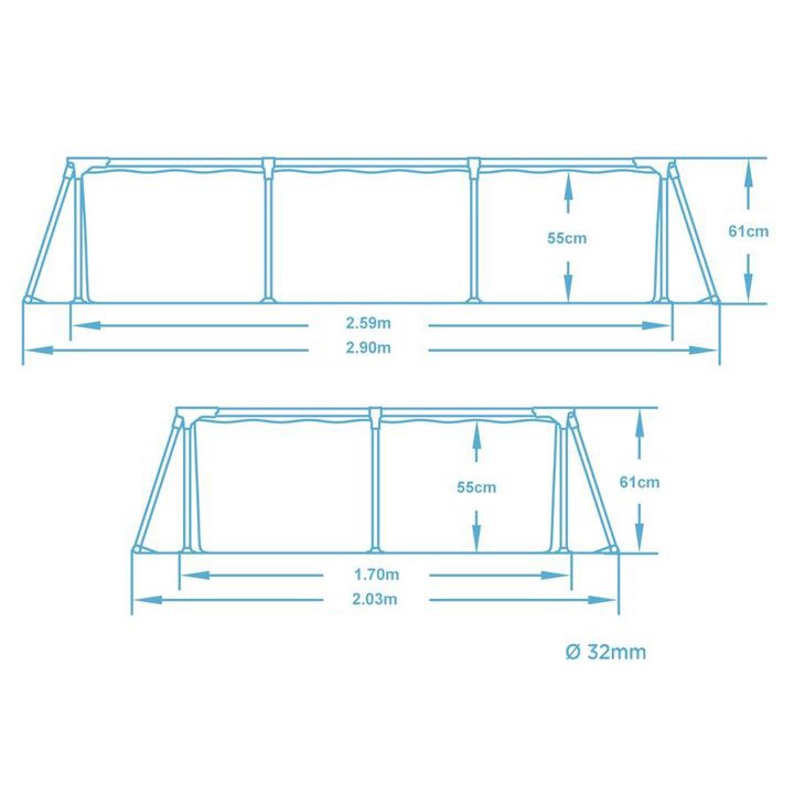 Raamiga aiabassein 259 x 170 x 61 cm Bestway 56403 - Image 3