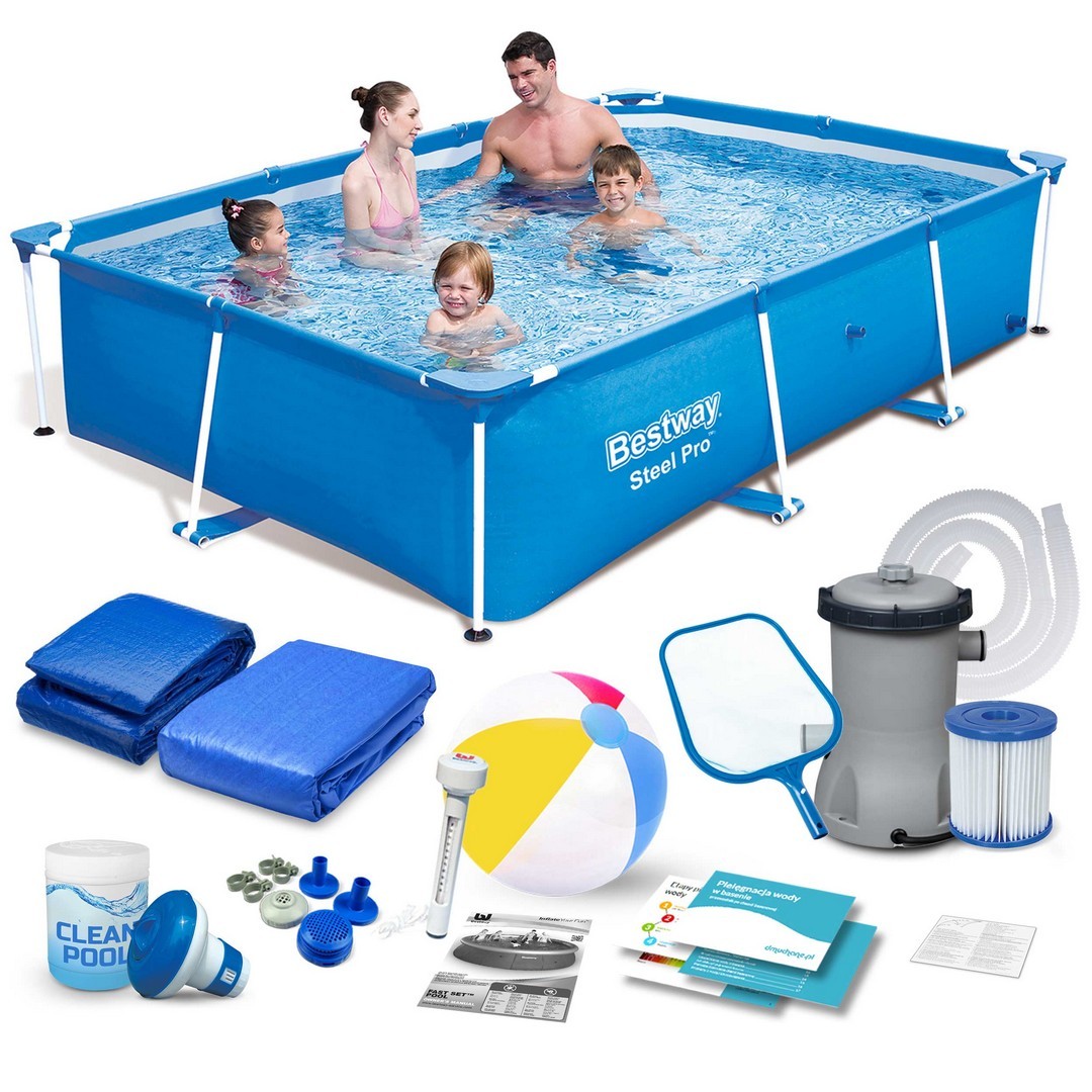 Raamiga aiabassein 259 x 170 x 61 cm 15-ühes komplekt Bestway 56403