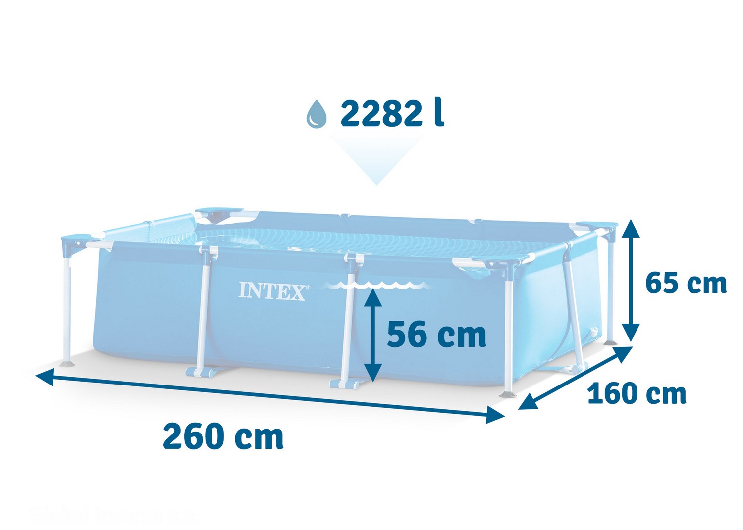 Raamiga aiabassein 260 x 160 x 65 cm 2 ühes INTEX 28271 - Image 3