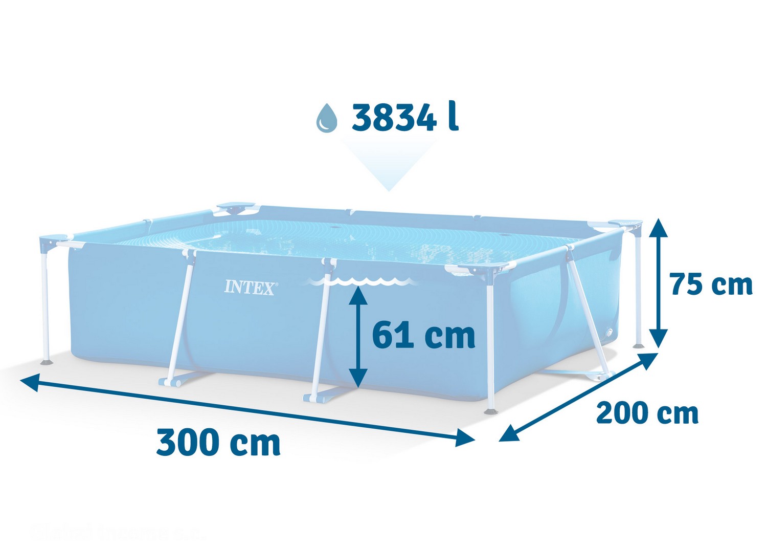 Raamiga aiabassein 300 x 200 x 75 cm 2 ühes INTEX 28272 - Image 4