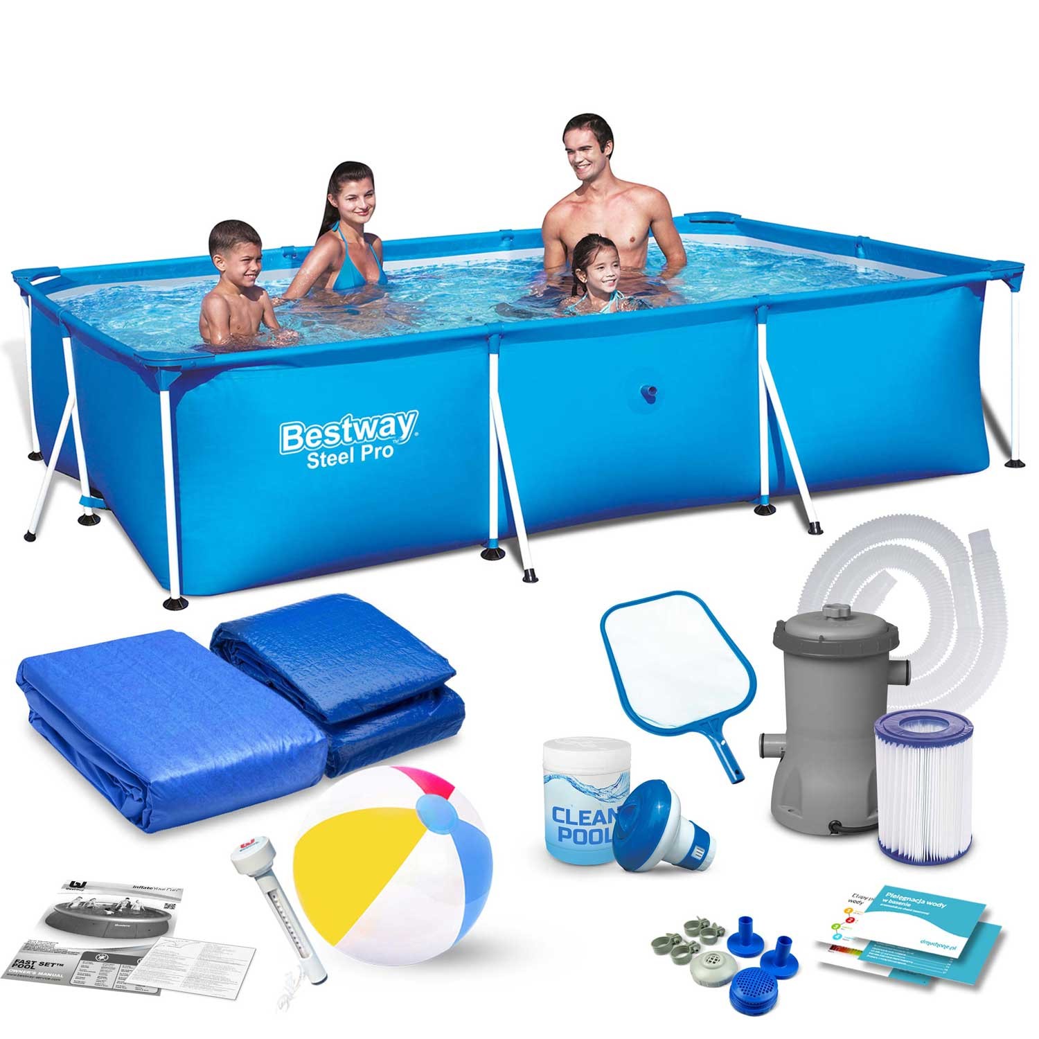 Raamiga aiabassein 300 x 201 x 66 cm 16-ühes Bestway 56404