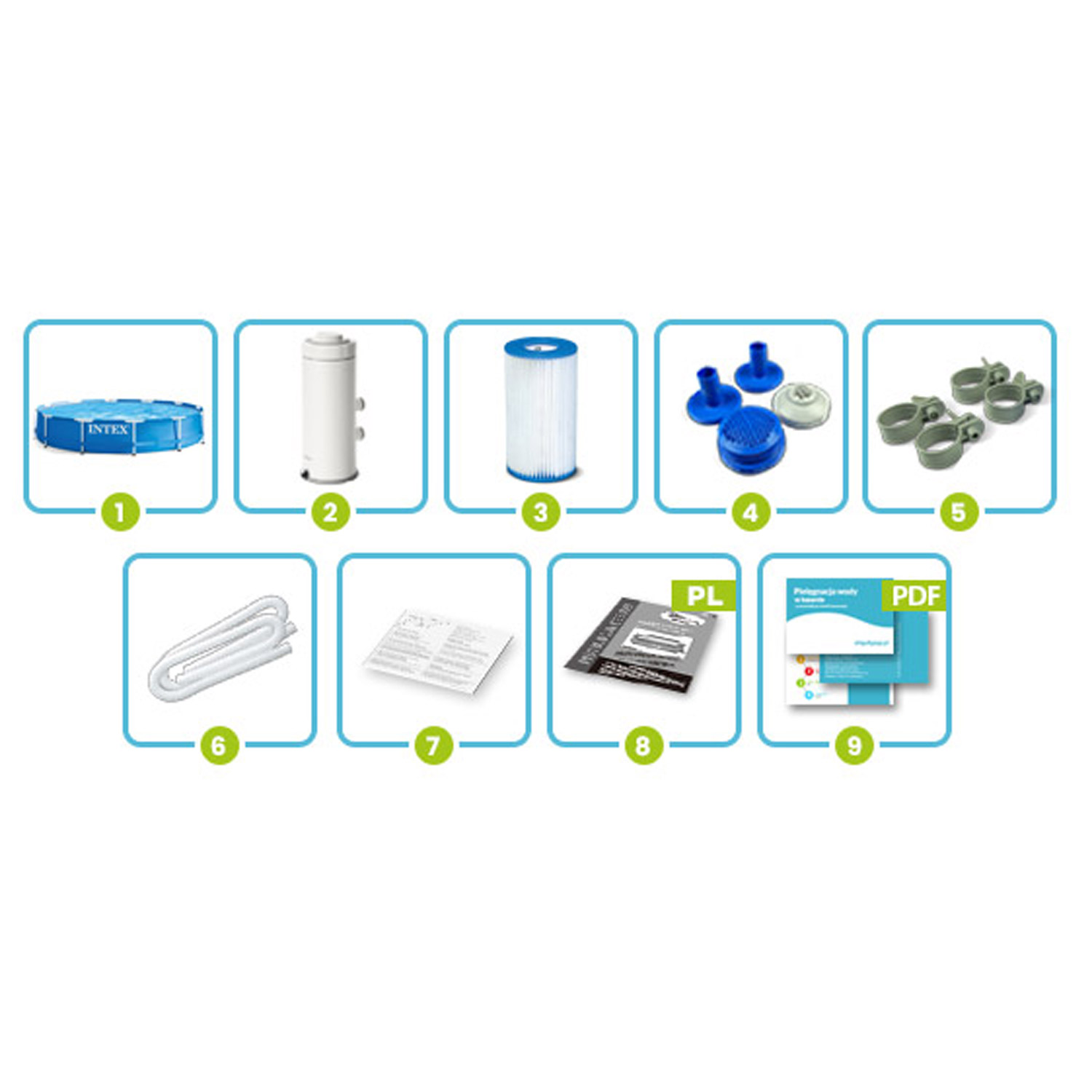 Raamiga aiabassein 366 x 76 cm 9-ühes INTEX 28212 - Image 3