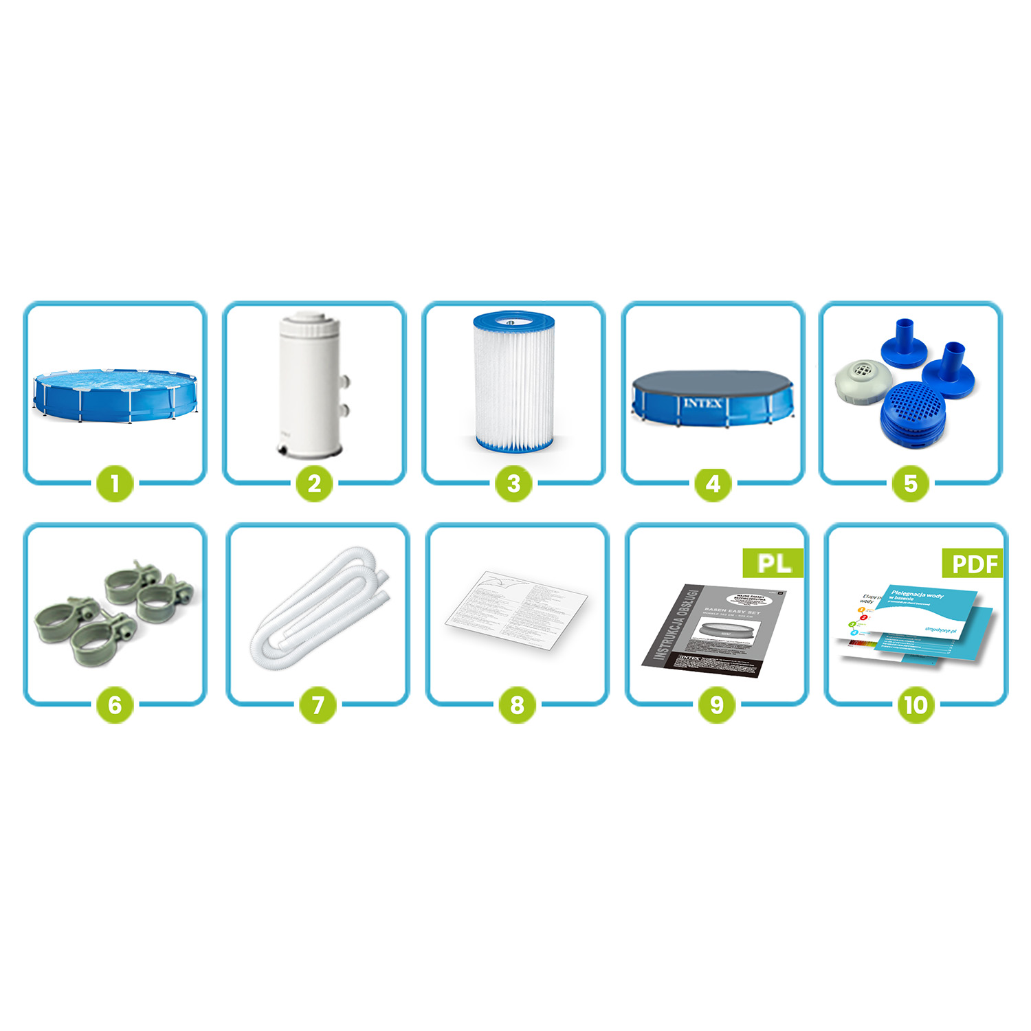 Raamiga aiabassein 366 x 76 cm 10 ühes INTEX 28212 - Image 3