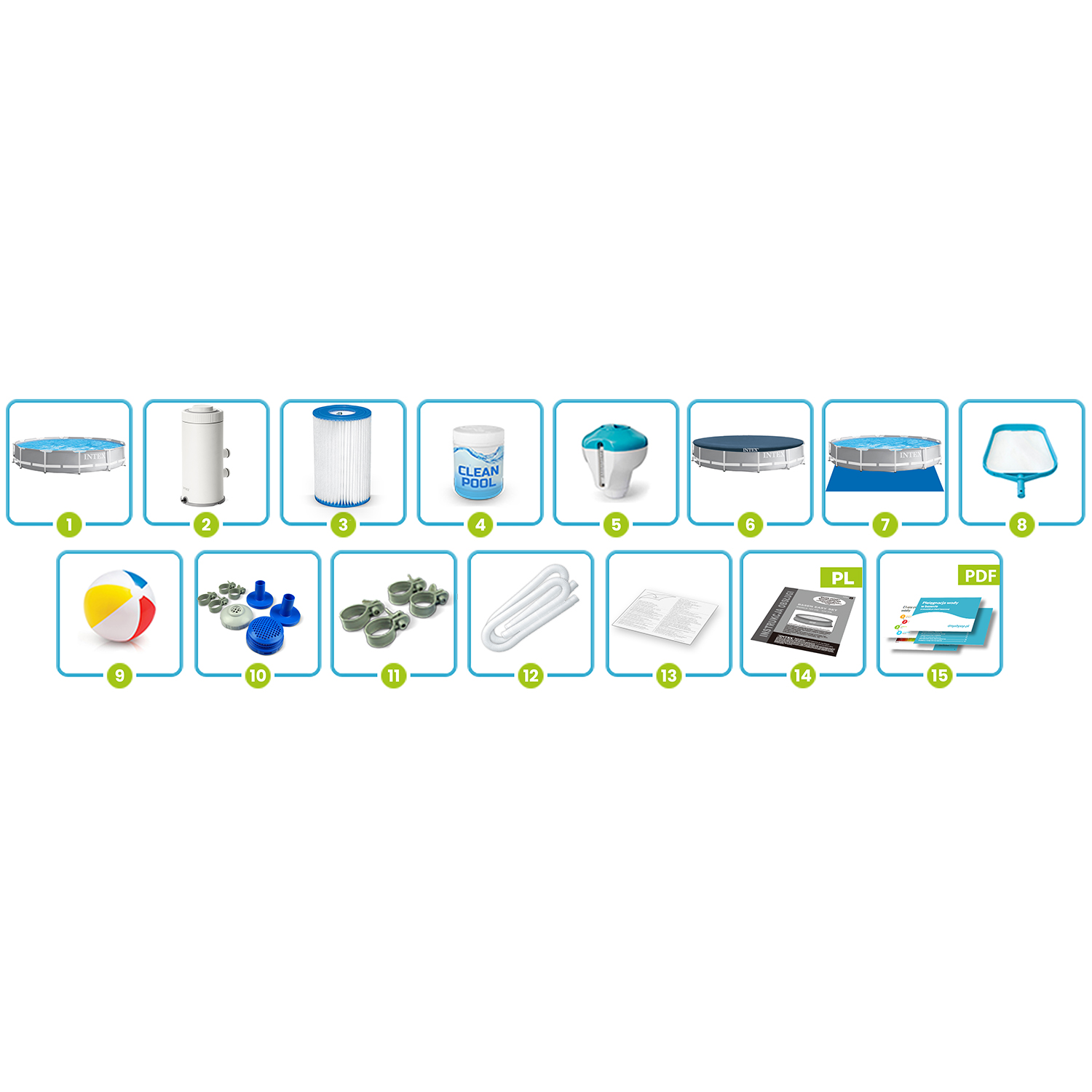 Raamiga aiabassein 366 x 76 cm 16-in-1 INTEX 26712 + mullimasin TASUTA - Image 6