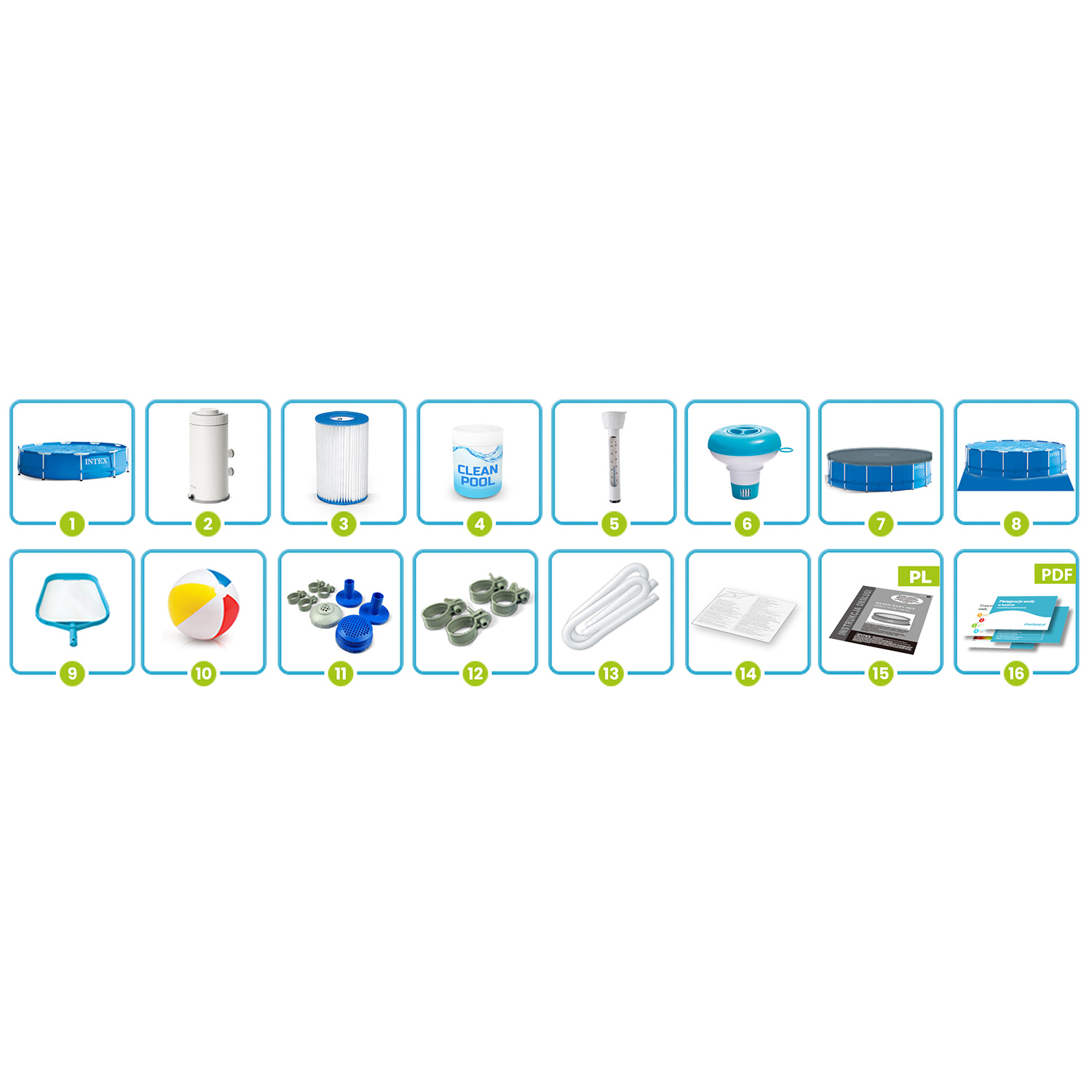 Raamiga aiabassein 366 x 76 cm 16-ühes INTEX 28212 - Image 7