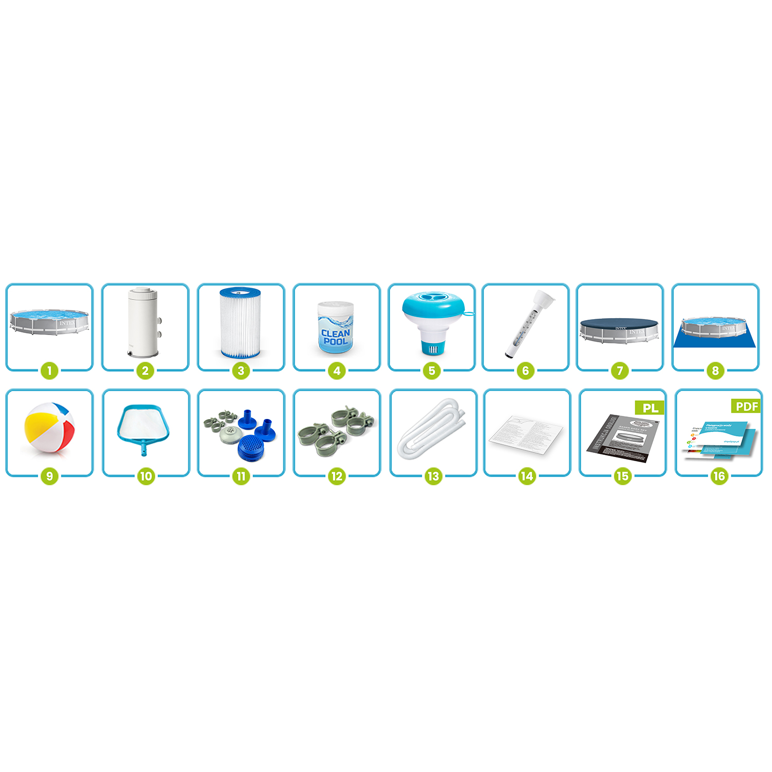 Raamiga aiabassein 366 x 76 cm 16-ühes INTEX 26712 - Image 7