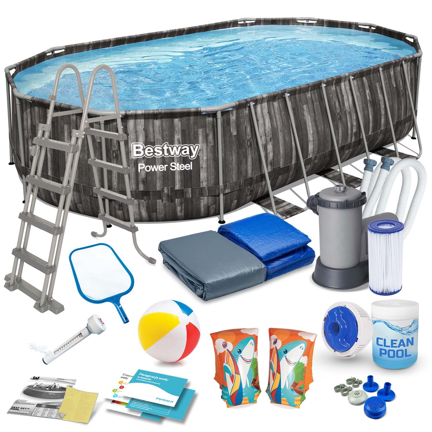 Raamiga aiabassein 610 x 366 x 122 cm 18-in-1 Bestway 5611R + TASUTA tõukeratas - Image 7