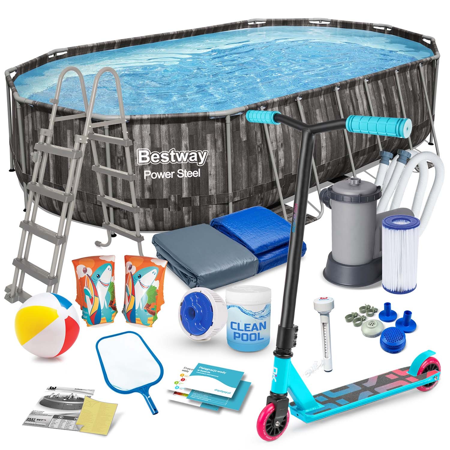 Raamiga aiabassein 610 x 366 x 122 cm 18-in-1 Bestway 5611R + TASUTA tõukeratas