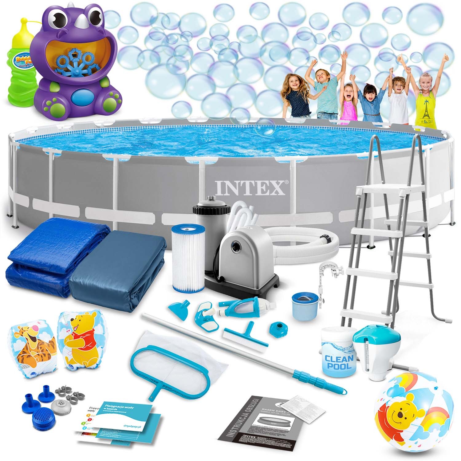 Raamiga aiabassein 610 x 132 cm 21-in-1 INTEX 26756 + mullimasin TASUTA