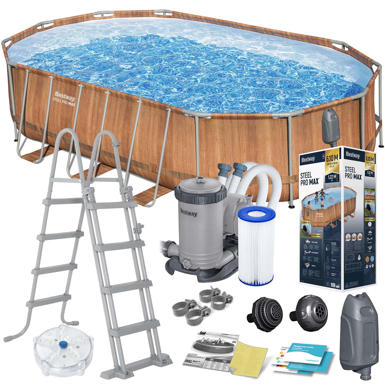 Raamiga aiabassein 610 x 366 x 122 cm 13-ühes Bestway 56719N