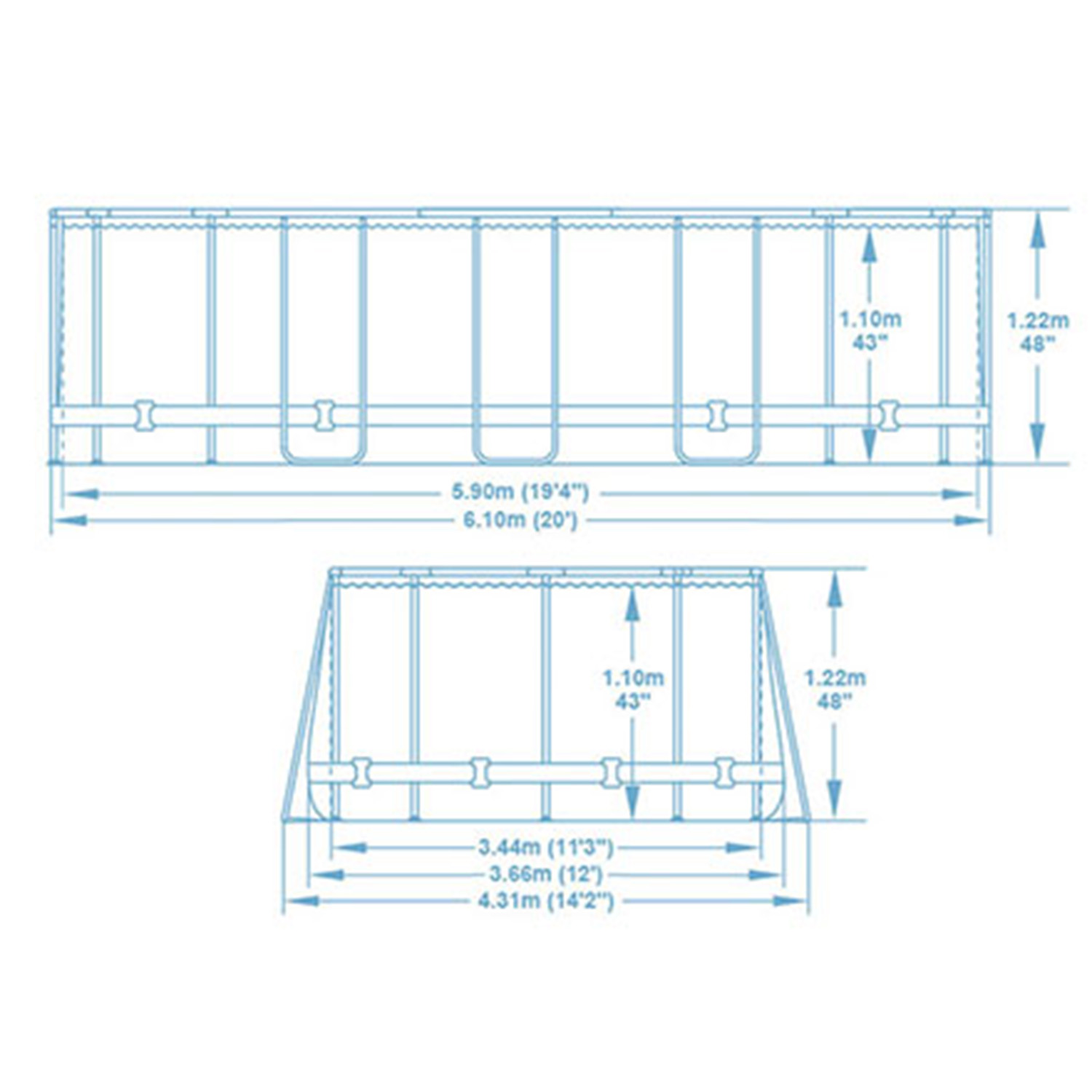 Raamiga aiabassein 610 x 366 x 122 cm 13-ühes Bestway 56719N - Image 4