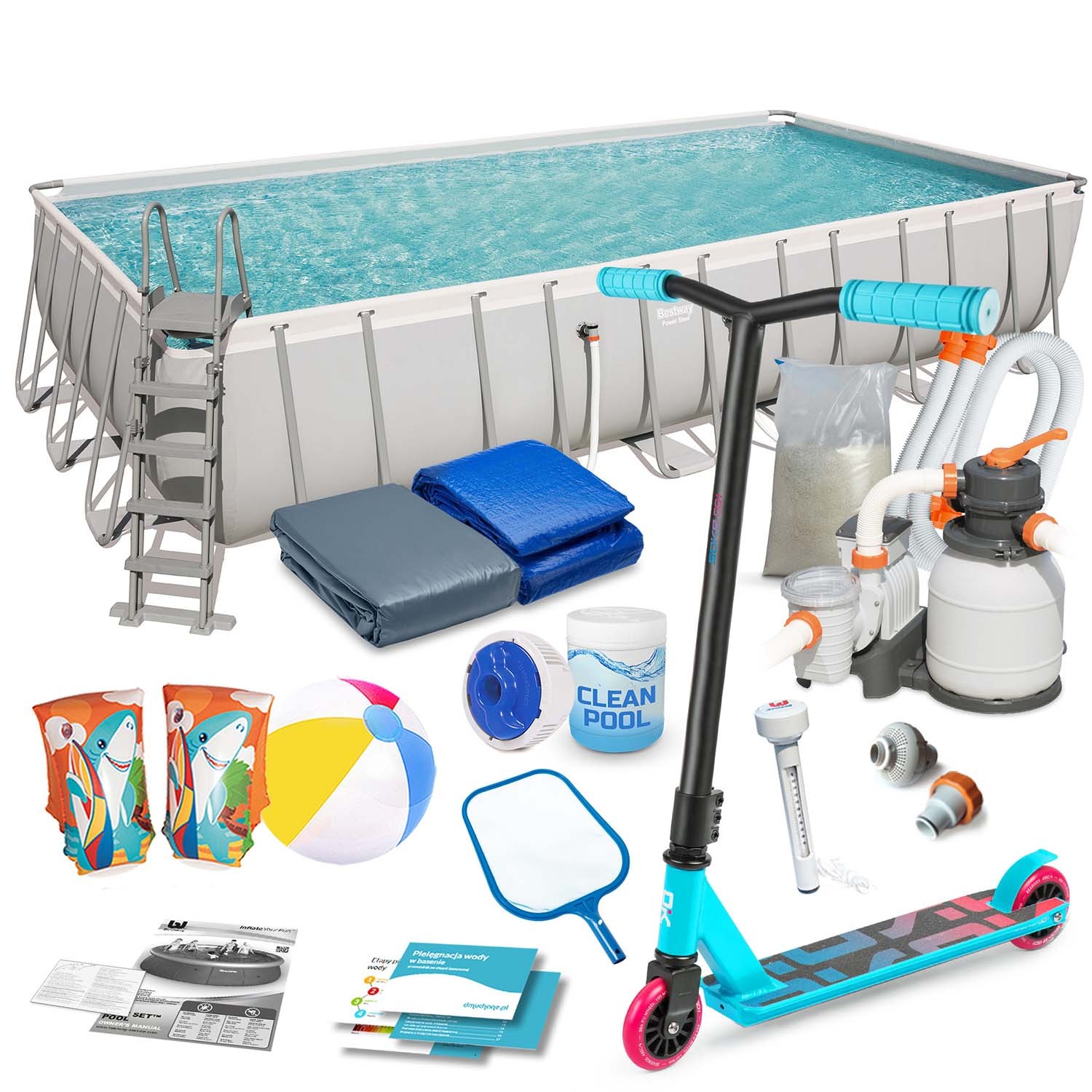 Raamiga aiabassein 732 x 366 x 132 cm 17-in-1 Bestway 56475 + TASUTA tõukeratas