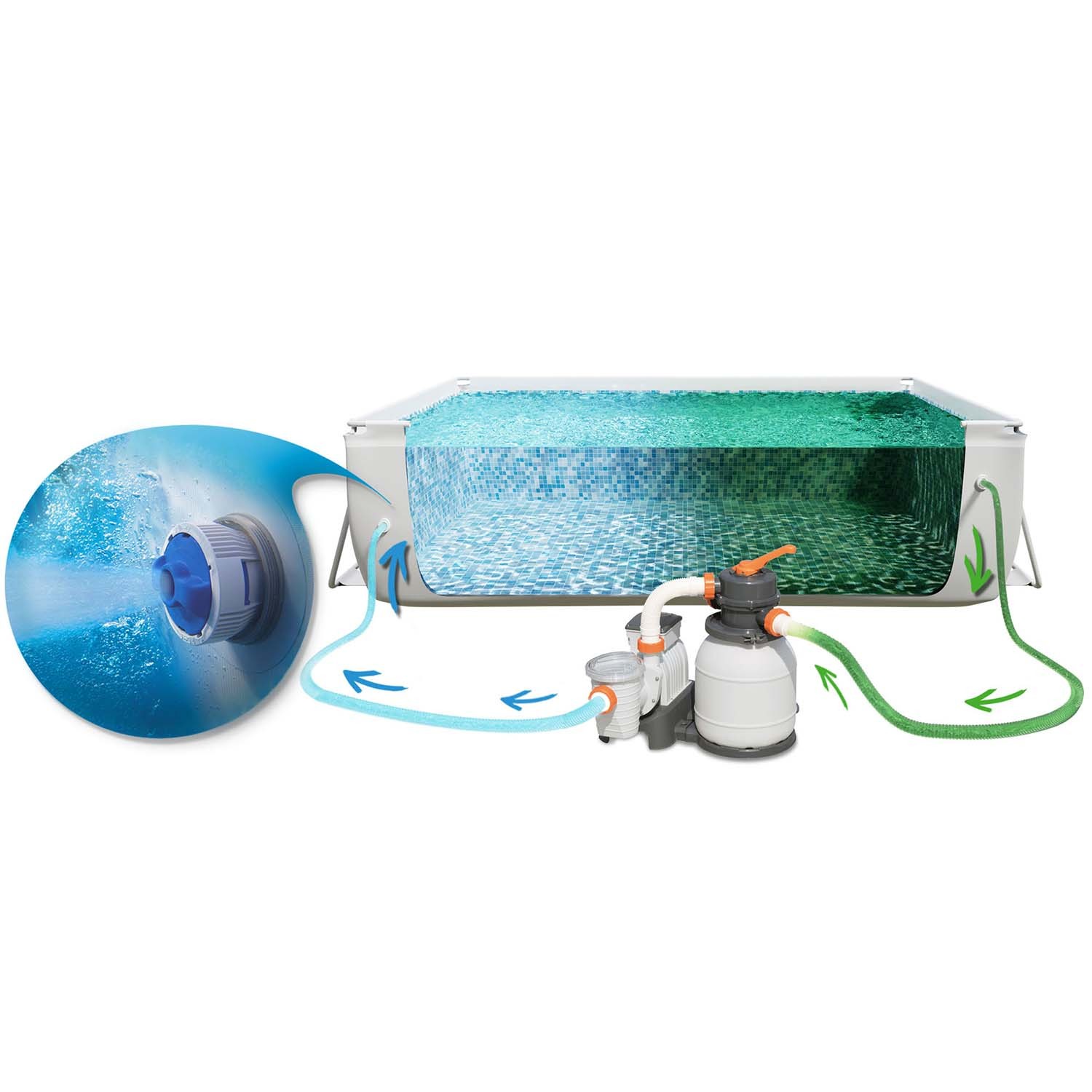 Raamiga aiabassein 732 x 366 x 132 cm 17-in-1 Bestway 56475 + TASUTA tõukeratas - Image 9