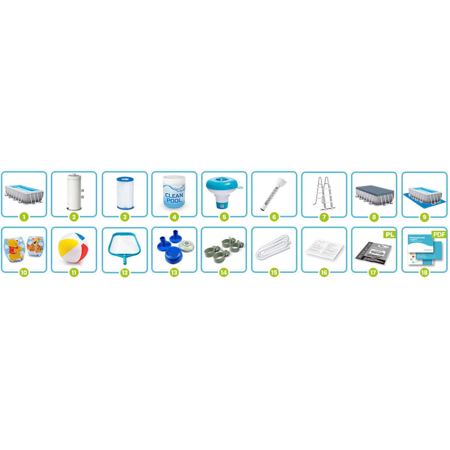 Prisma raamiga aiabassein 488 x 244 x 107 cm 18 in 1 INTEX 26792 - Image 7