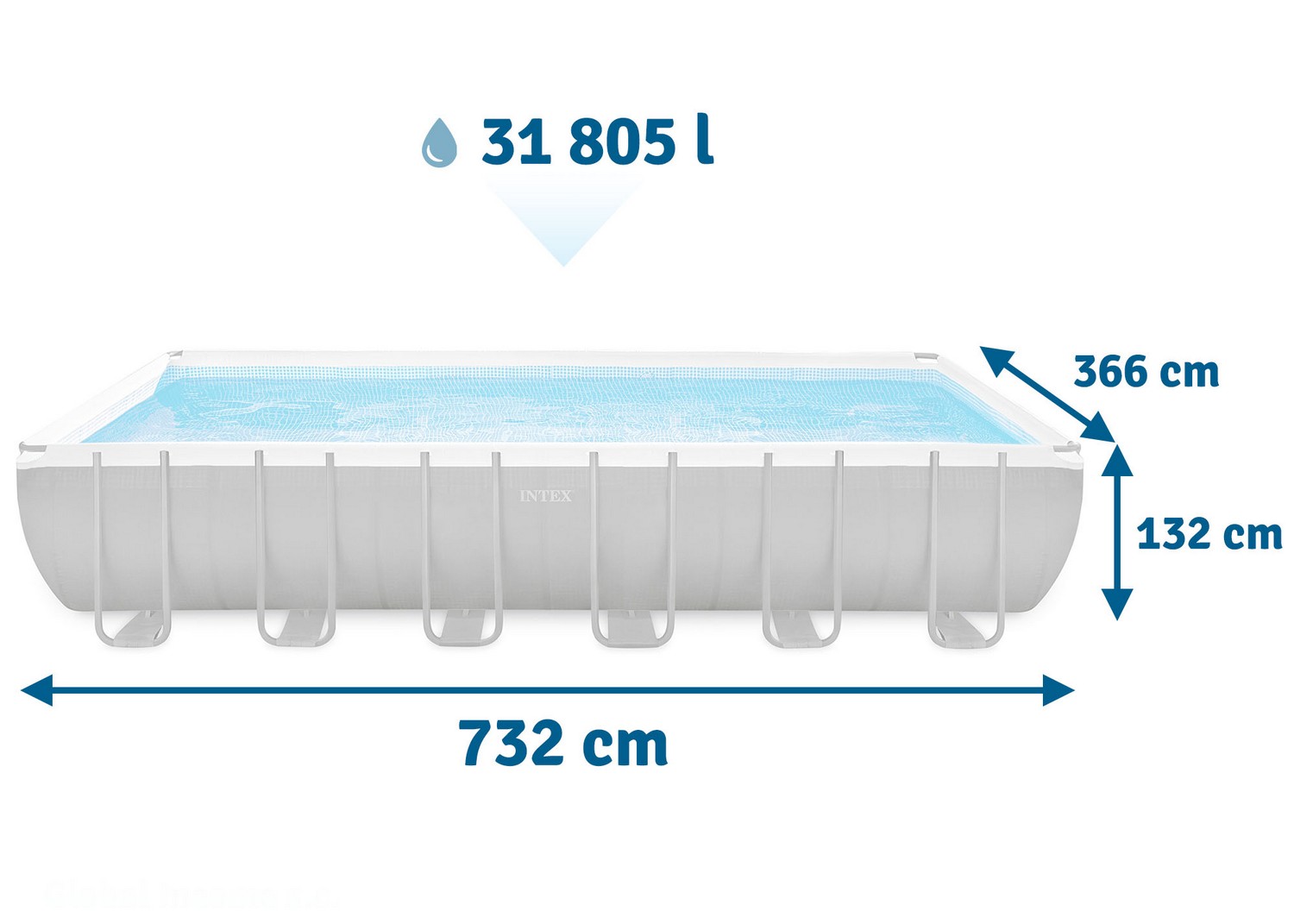 Raamiga aiabassein 732 x 366 x 132 cm 9-ühes INTEX 26364GN - Image 5