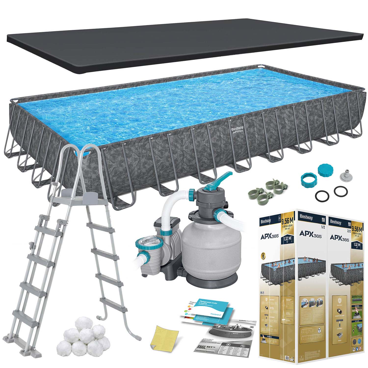 Raamiga aiabassein 956 x 488 x 132 cm 11 ühes Bestway 561KJ