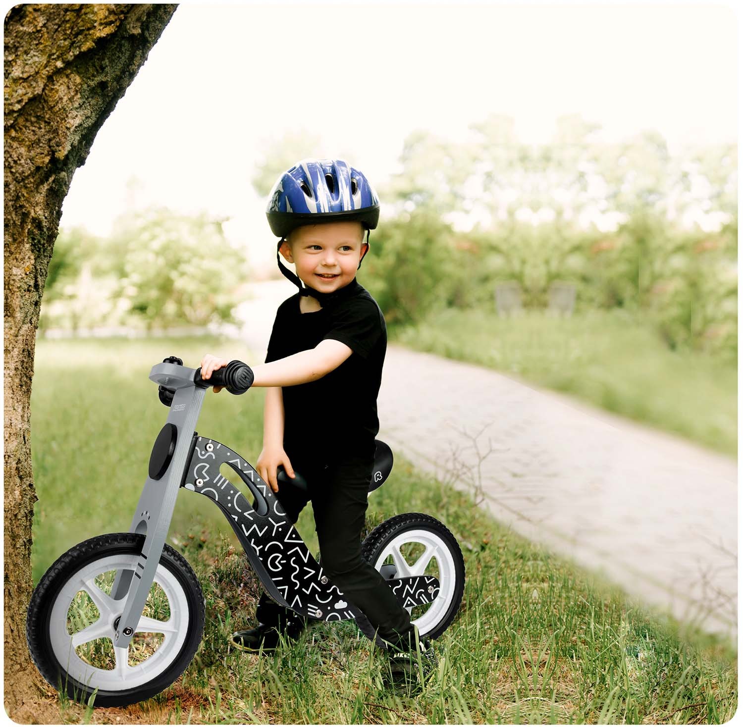 Ricokids RC-615 puidust tasakaaluratas, must ja valge - Image 8