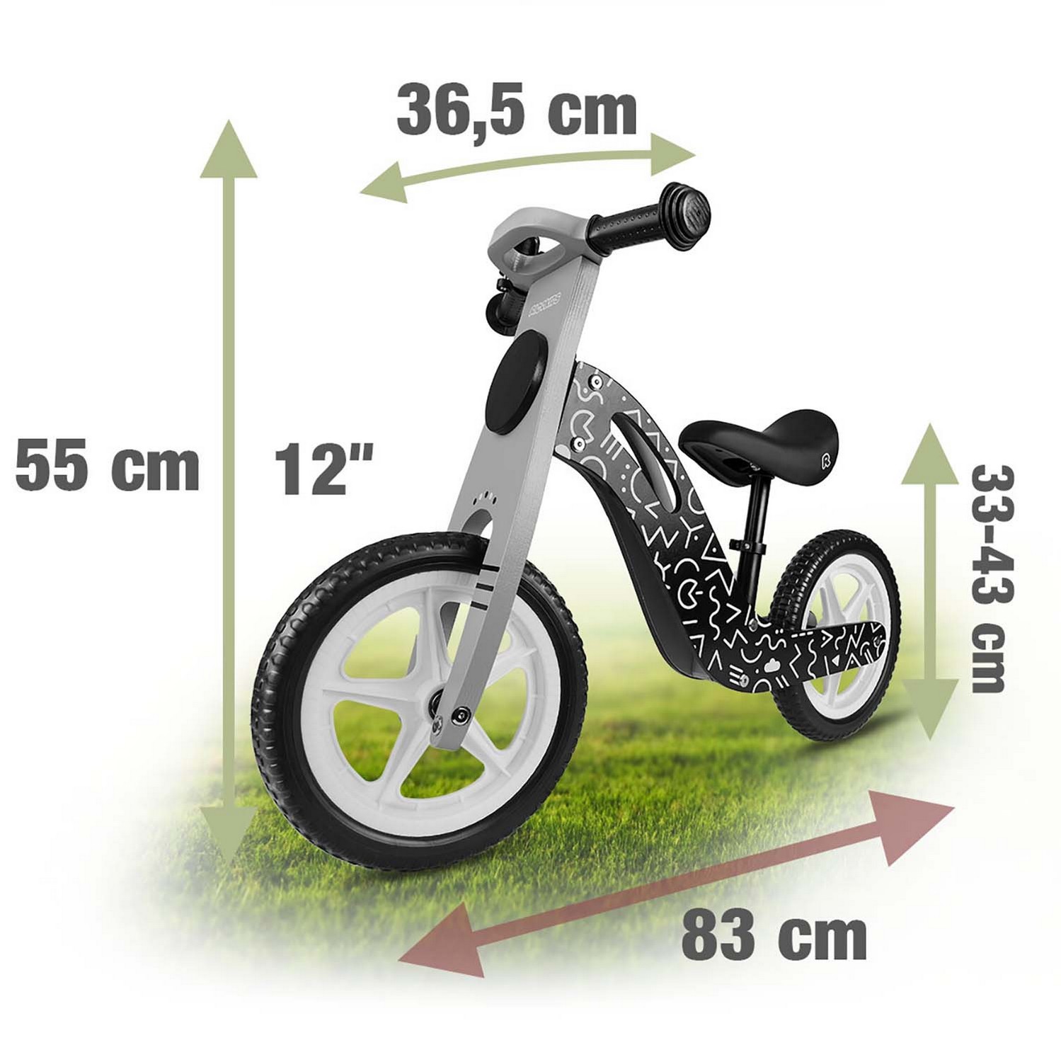 Ricokids RC-615 puidust tasakaaluratas, must ja valge - Image 10