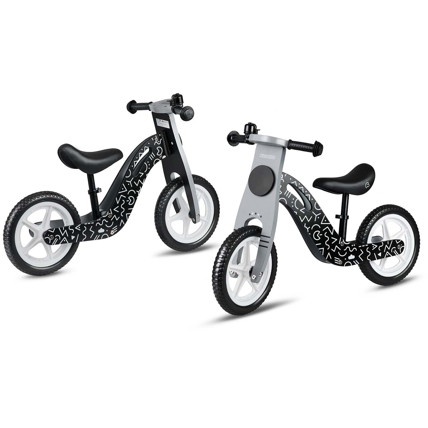 Ricokids RC-615 puidust tasakaaluratas, must ja valge - Image 6
