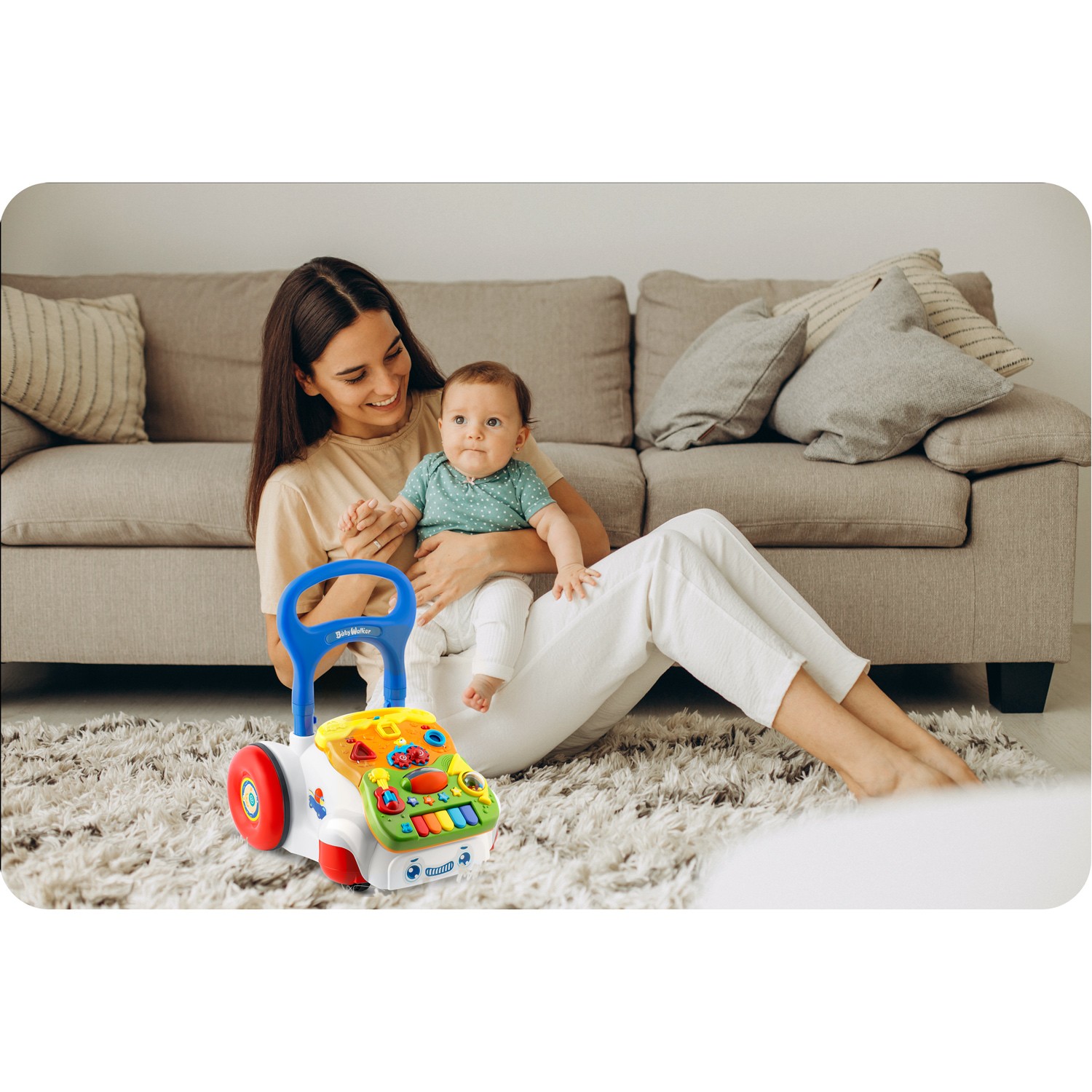 Hariv muusikaga käimistool 2-ühes RK-744 Ricokids valge - Image 5