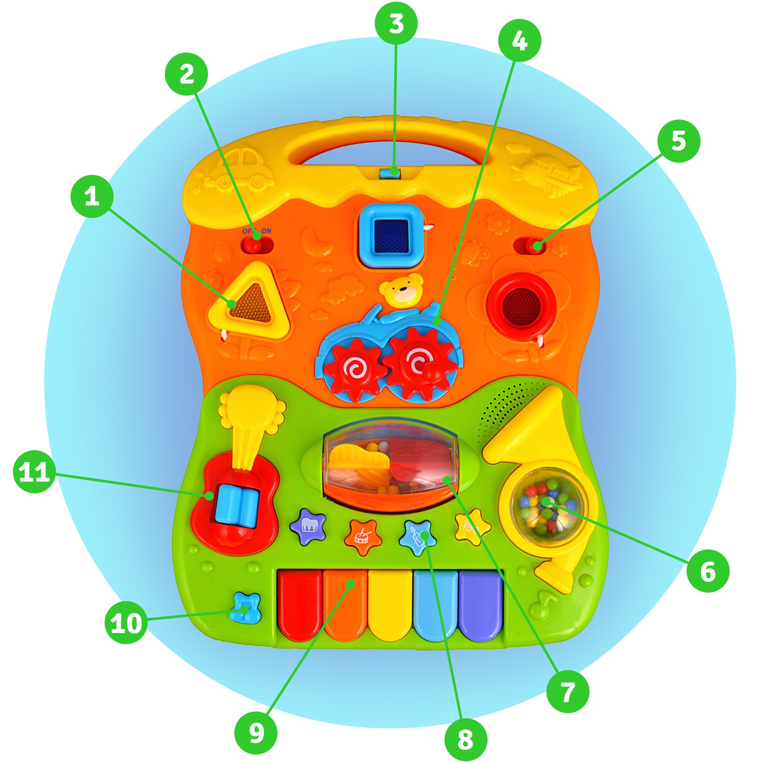 Hariv muusikaga käimistool 2-ühes RK-744 Ricokids valge - Image 11