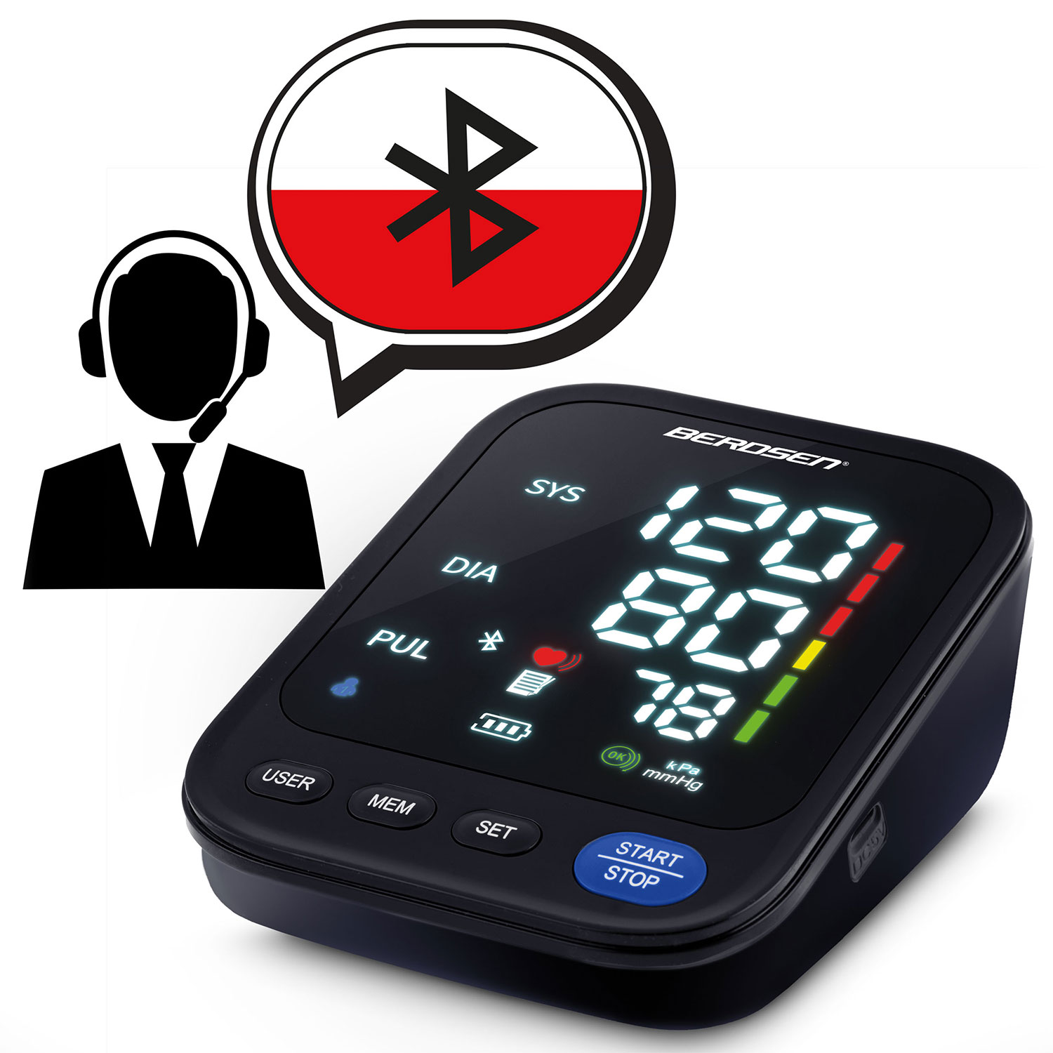 Berdsen BD-123 õlavarre vererõhuaparaat Poola tekstide ja Bluetoothiga - Image 6