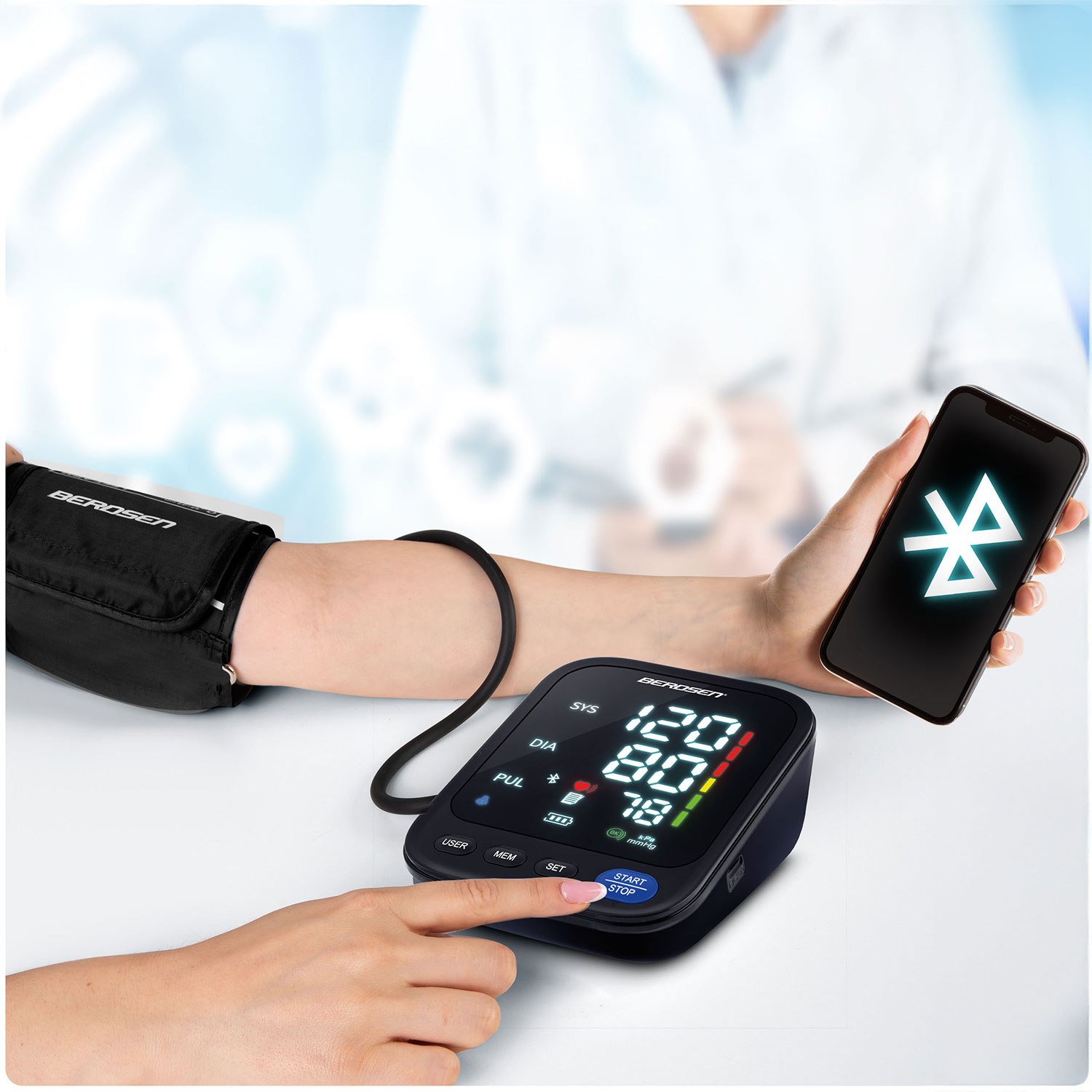 Berdsen BD-123 õlavarre vererõhuaparaat Poola tekstide ja Bluetoothiga - Image 8