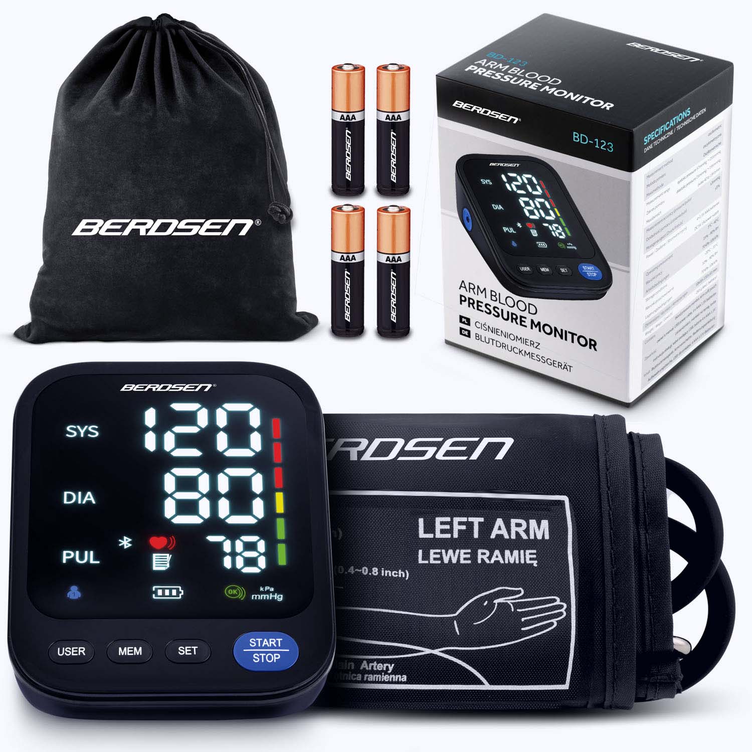 Berdsen BD-123 õlavarre vererõhuaparaat Poola tekstide ja Bluetoothiga - Image 3